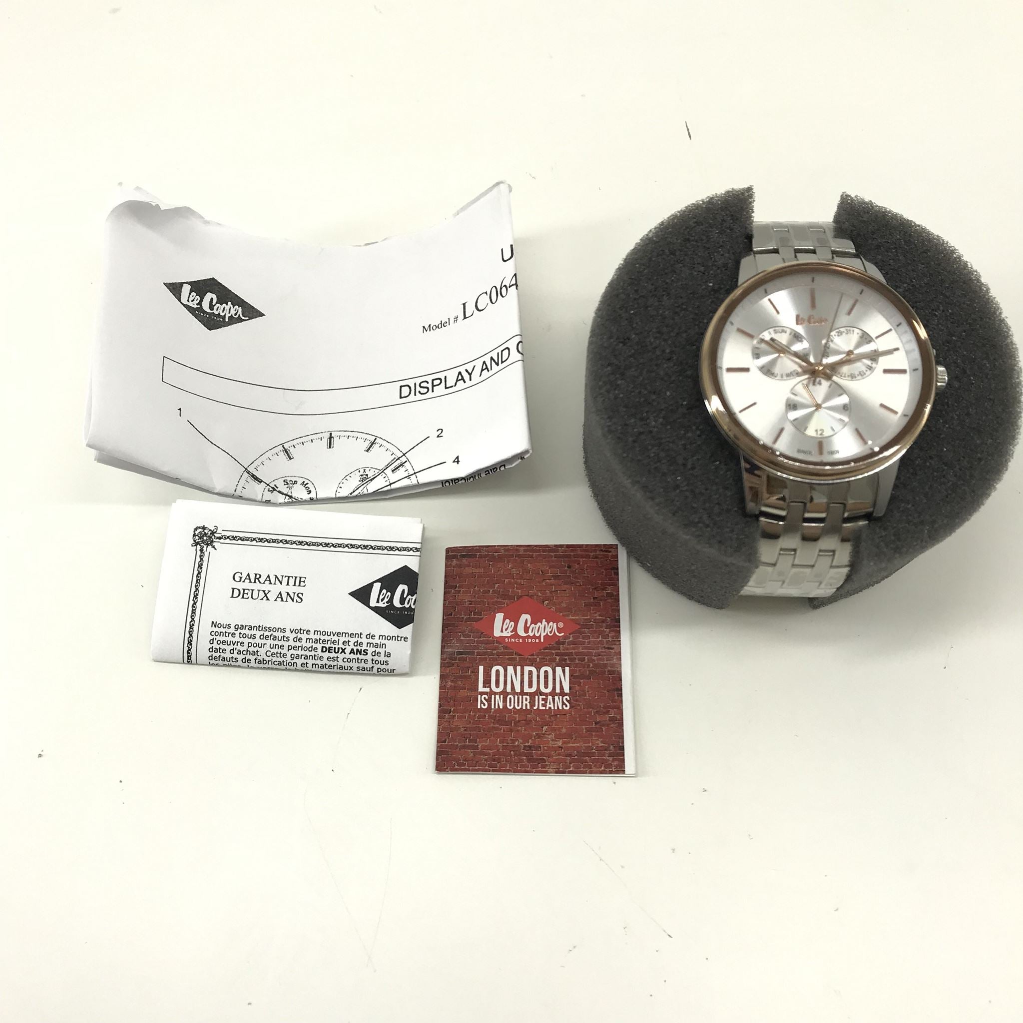 Lee Cooper Men's White Multi-Function Dial Stainless Steel Watch LC06498