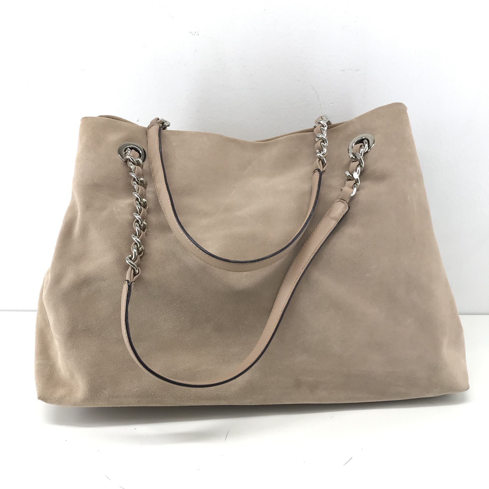 Hallhuber Women's Pink Rose Suede Shoulder Bag Purse Chain Handles