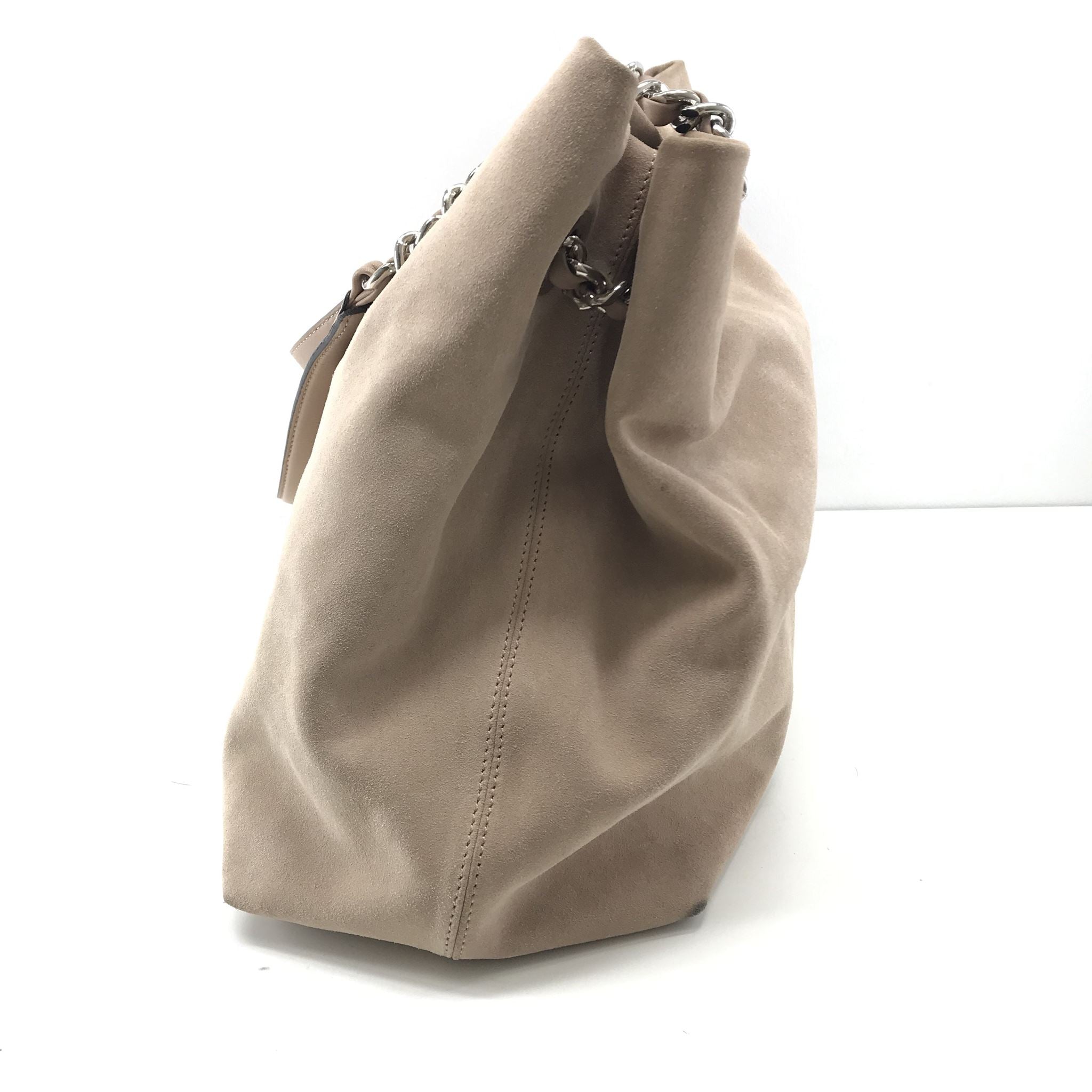 Hallhuber Women's Pink Rose Suede Shoulder Bag Purse Chain Handles