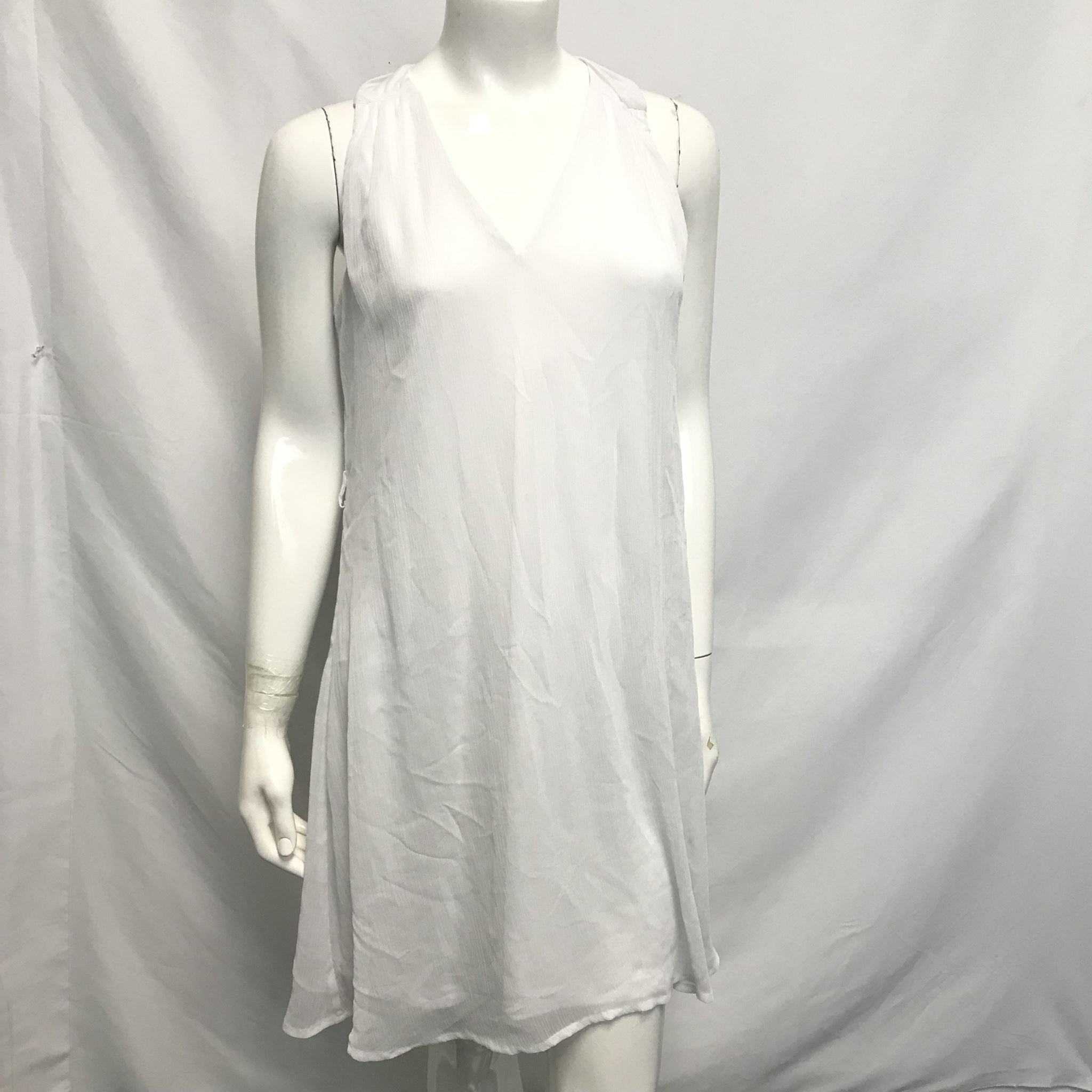 Calvin Klein Women's Crepe Flutter Sleeveless Dress White Sz 8 No belt