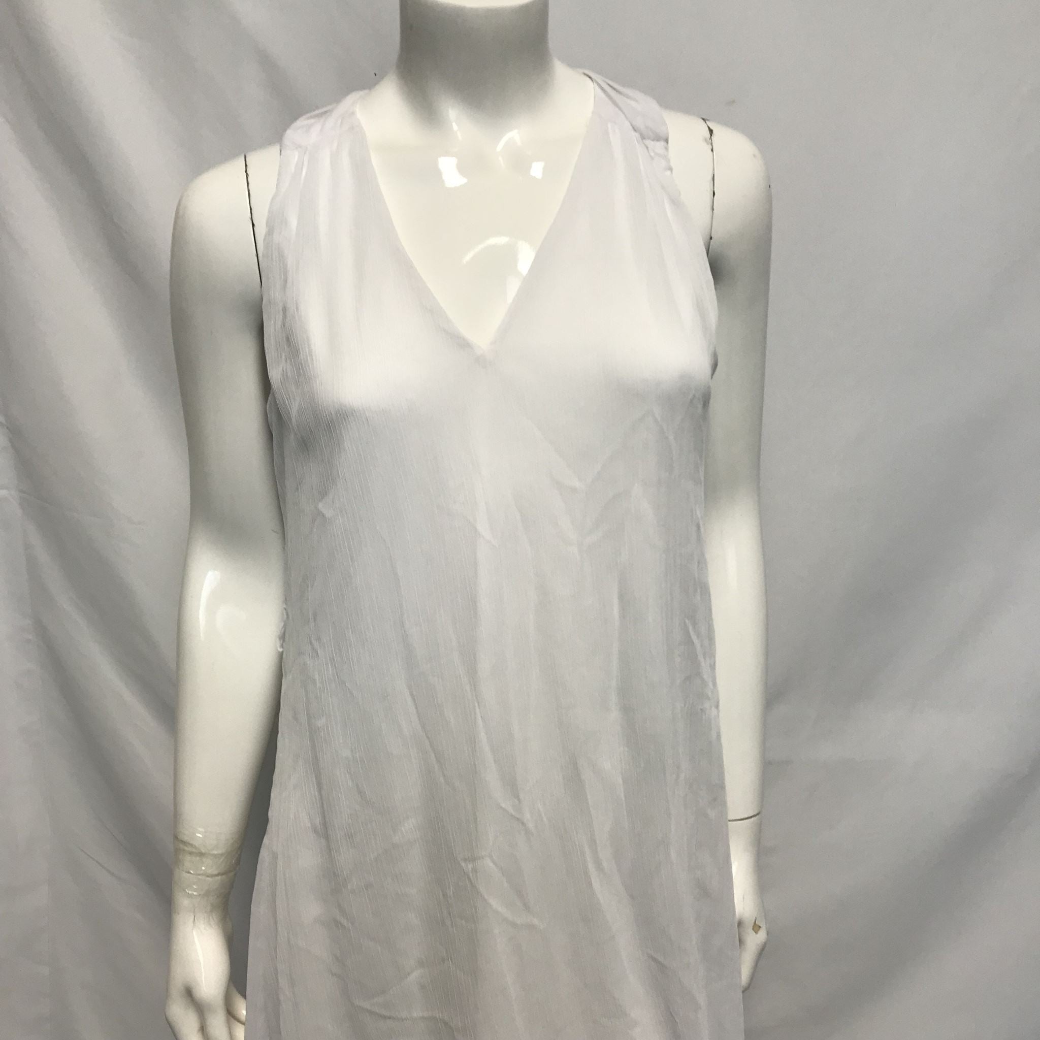 Calvin Klein Women's Crepe Flutter Sleeveless Dress White Sz 8 No belt