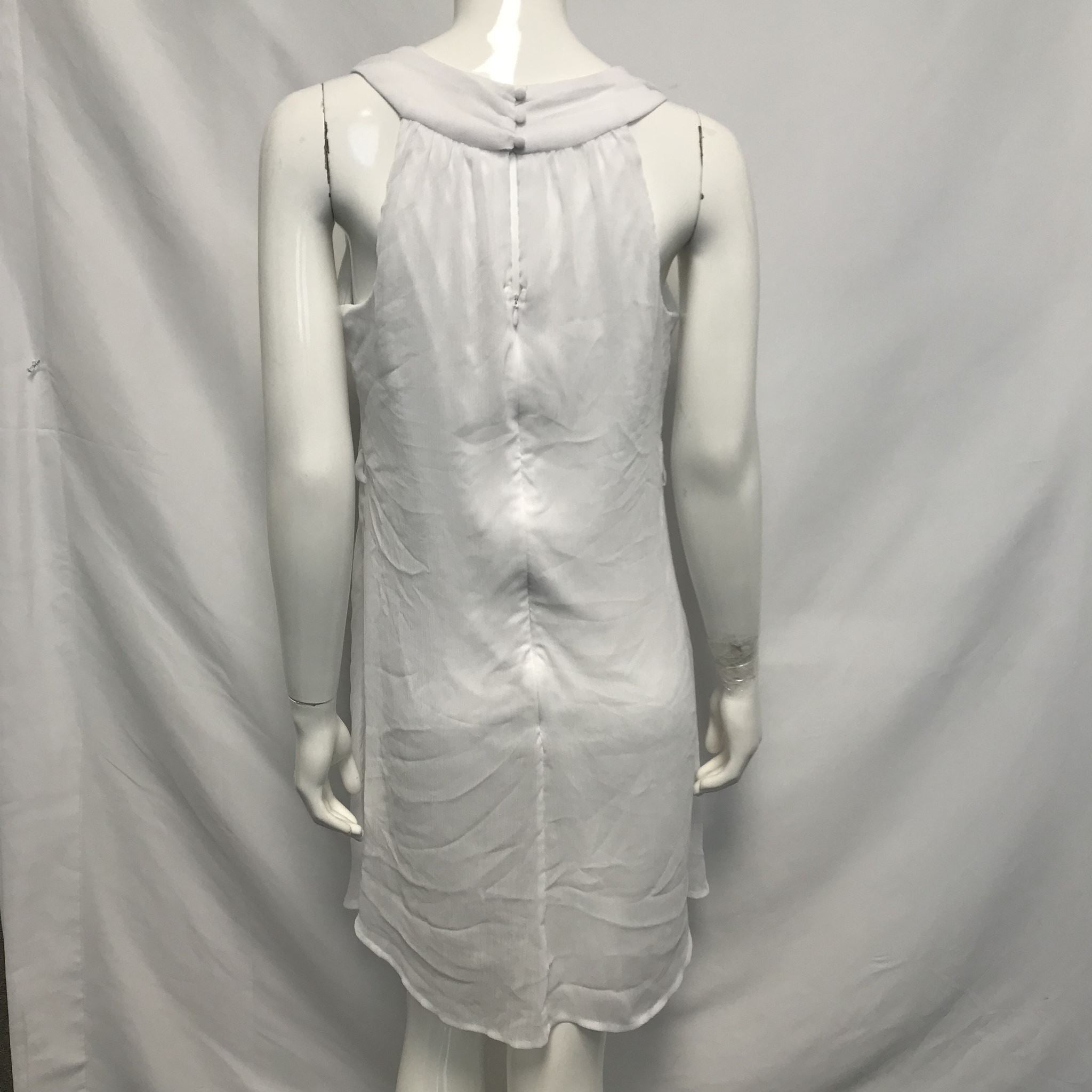 Calvin Klein Women's Crepe Flutter Sleeveless Dress White Sz 8 No belt