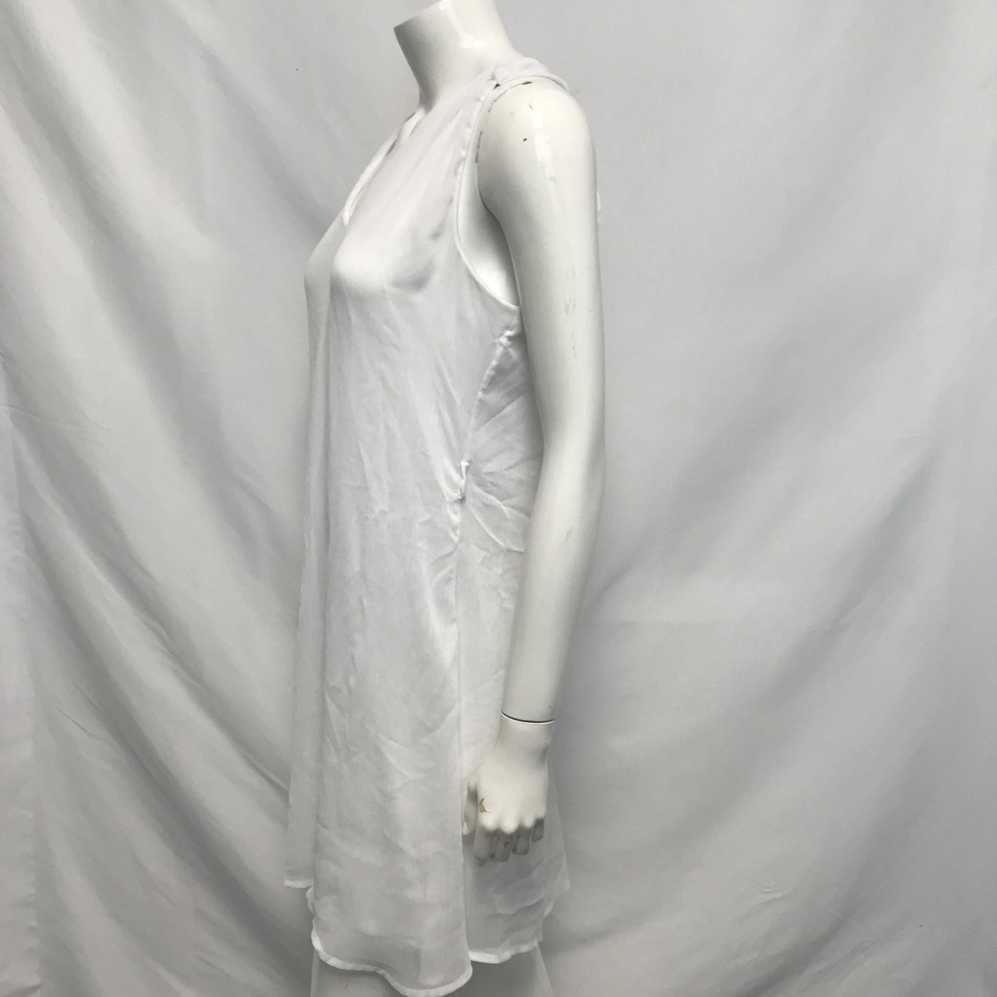 Calvin Klein Women's Crepe Flutter Sleeveless Dress White Sz 8 No belt