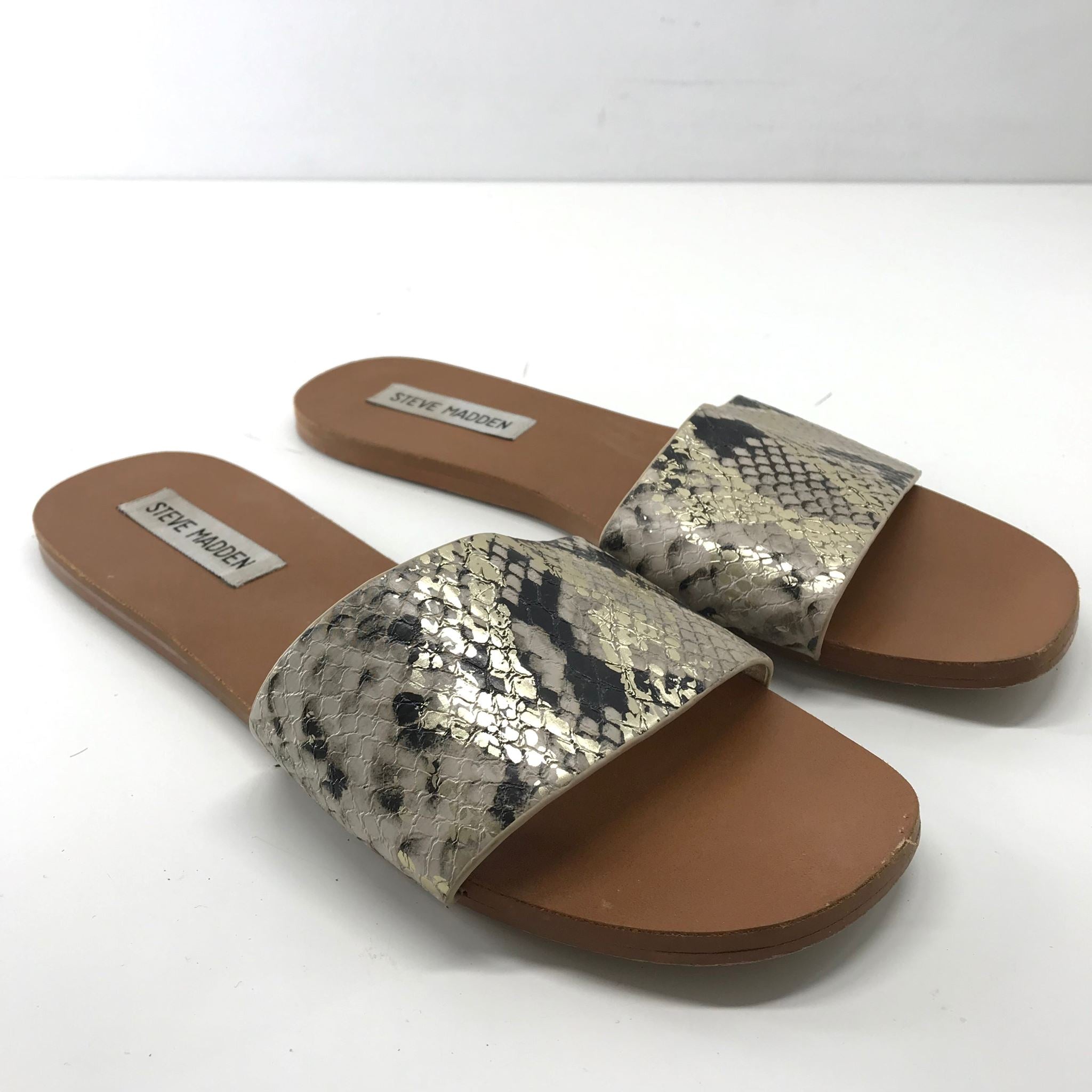 Steve Madden Women's Nikini Slide Sandals Snakeskin Print Sz 7.5