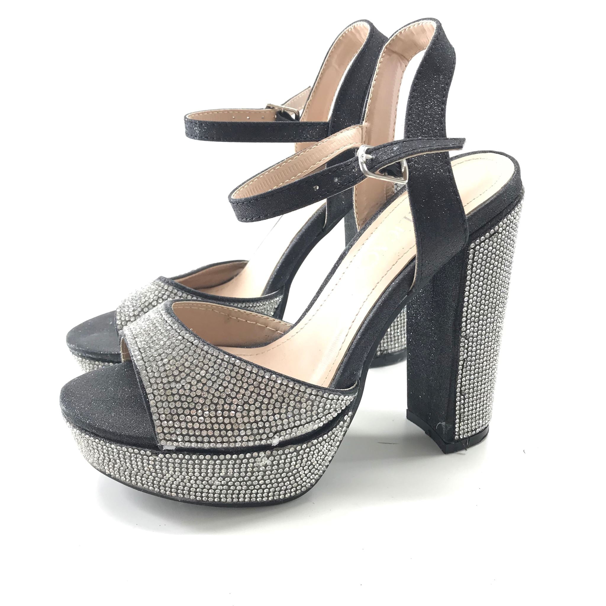 Delicacy Women's Rhinestone Embellished Platform Heels 5.25" - Sz 5
