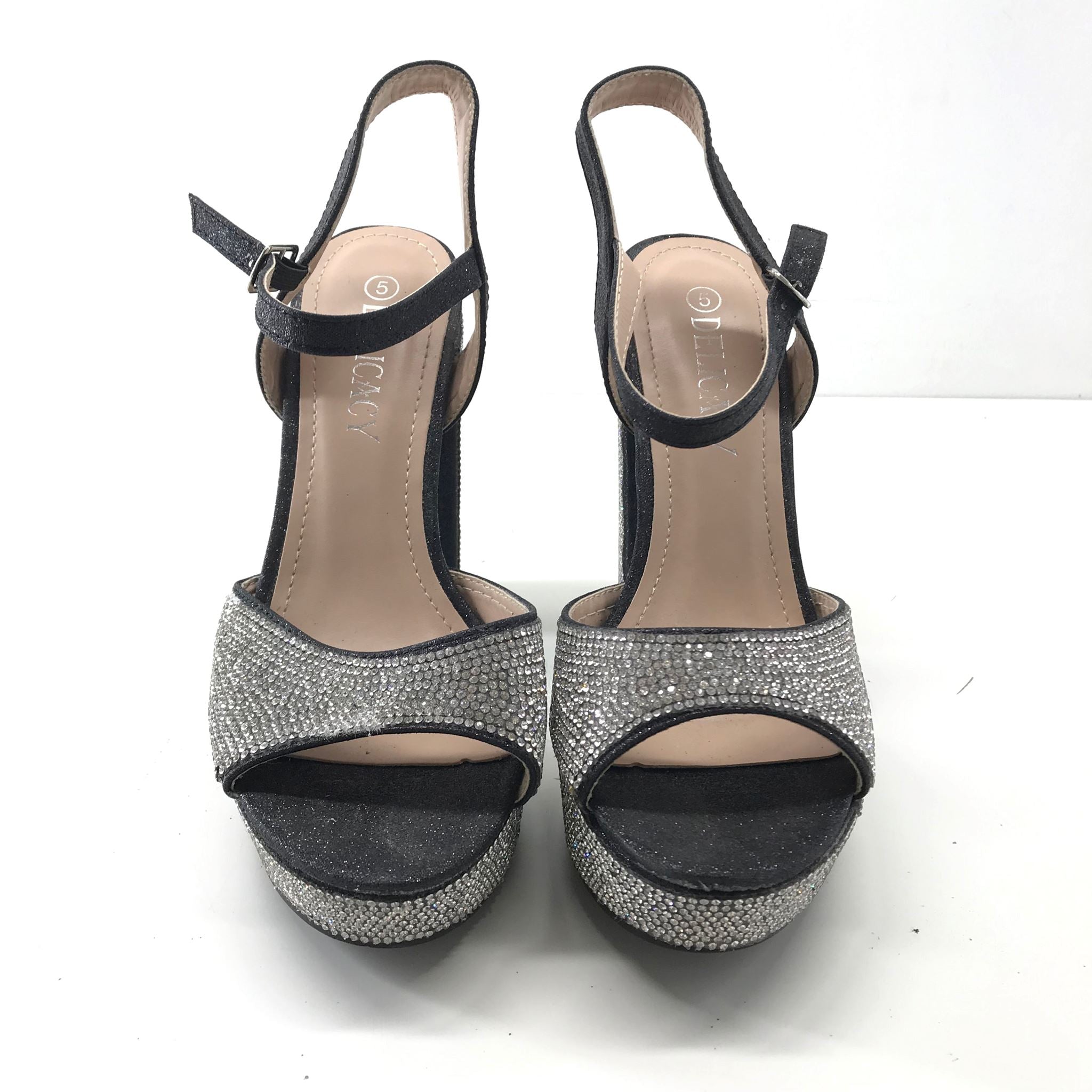 Delicacy Women's Rhinestone Embellished Platform Heels 5.25" - Sz 5