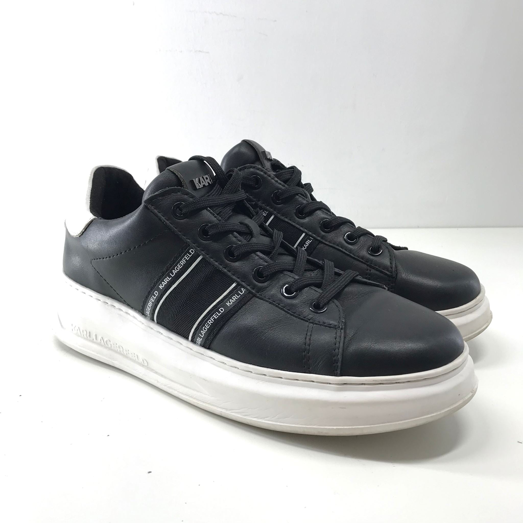 Karl Lagerfeld Kapri Black Leather Sneakers US Men's Size 8