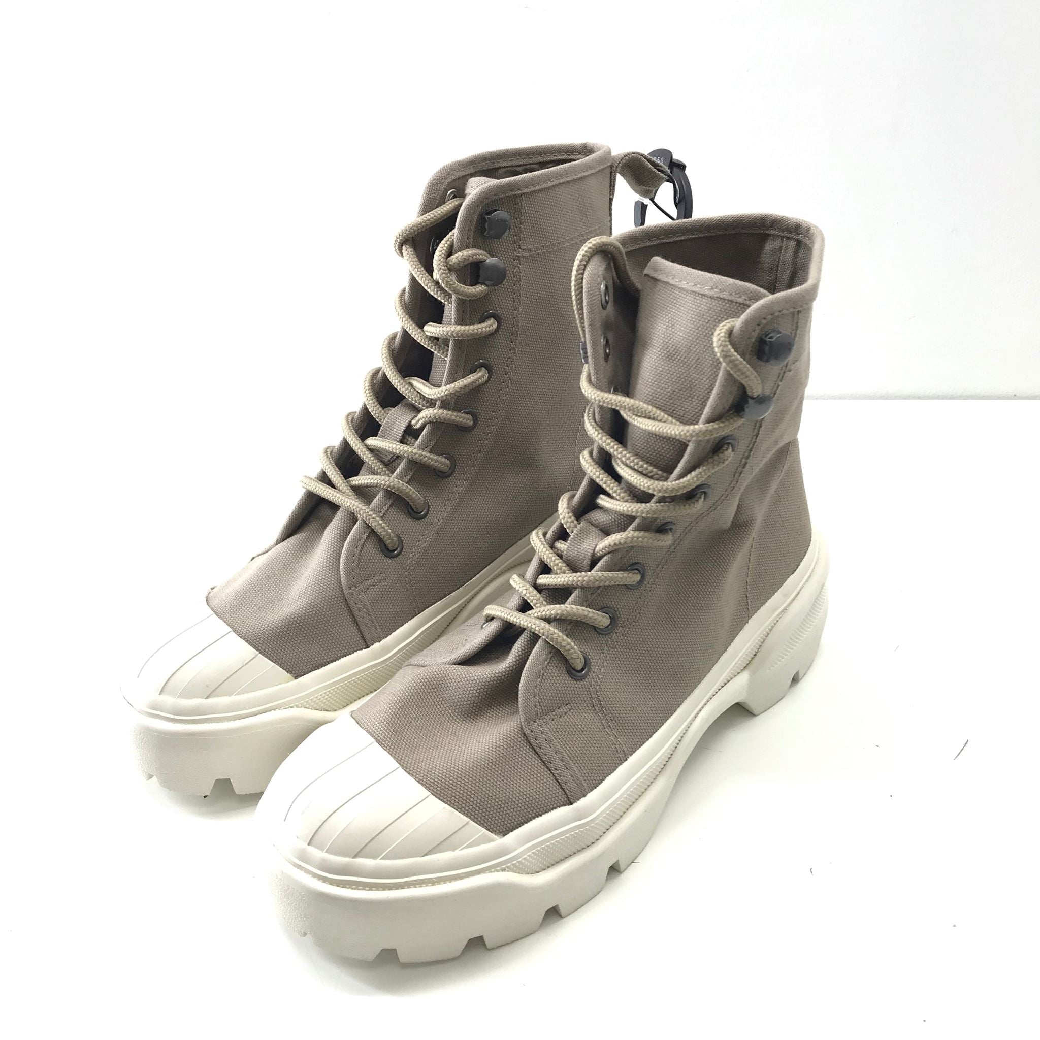 H&M Canvas and Rubber Women's Lace Up Boots - Beige US Size 5.5