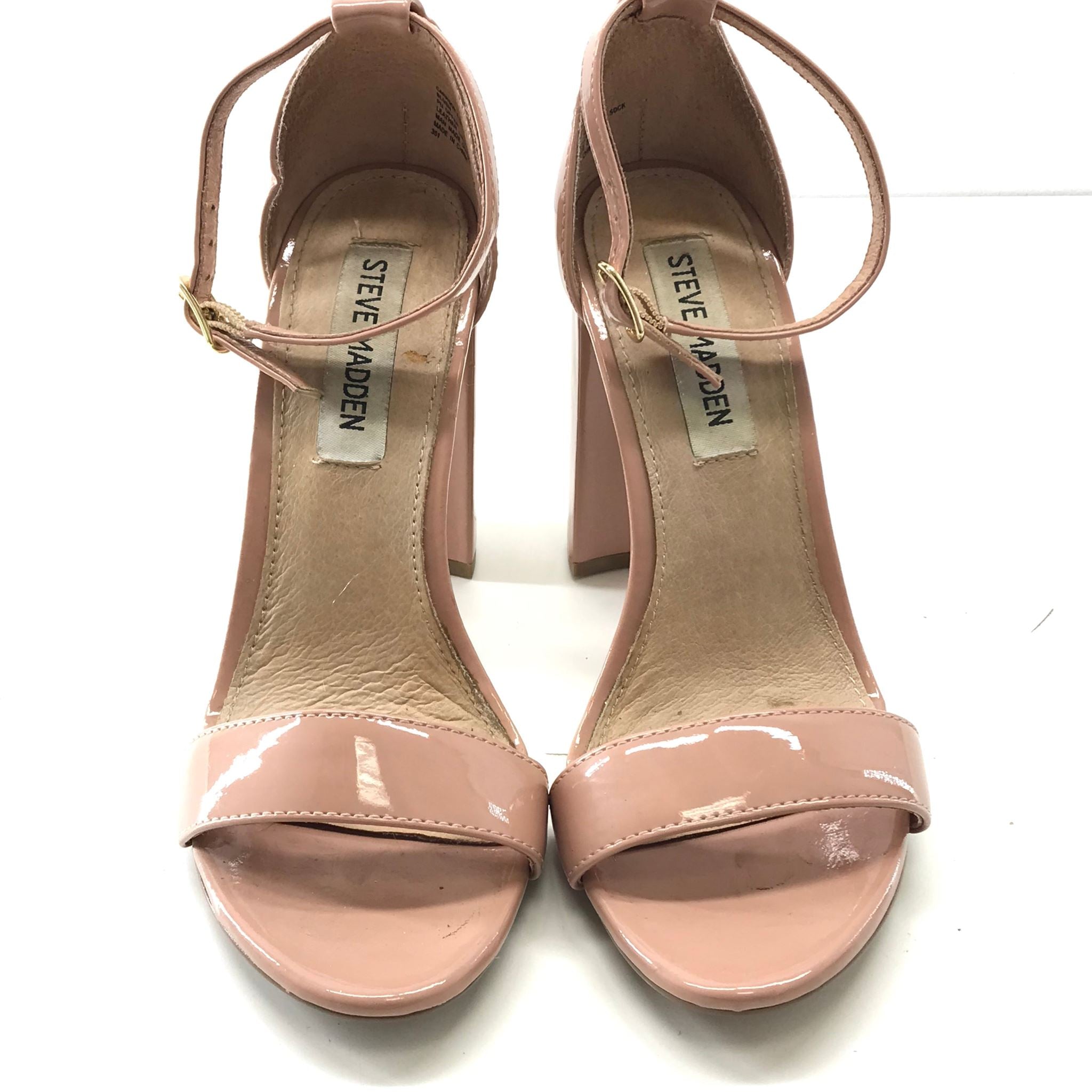 Steve Madden Carrson Patent Blush Block Heels Women's Size 6.5