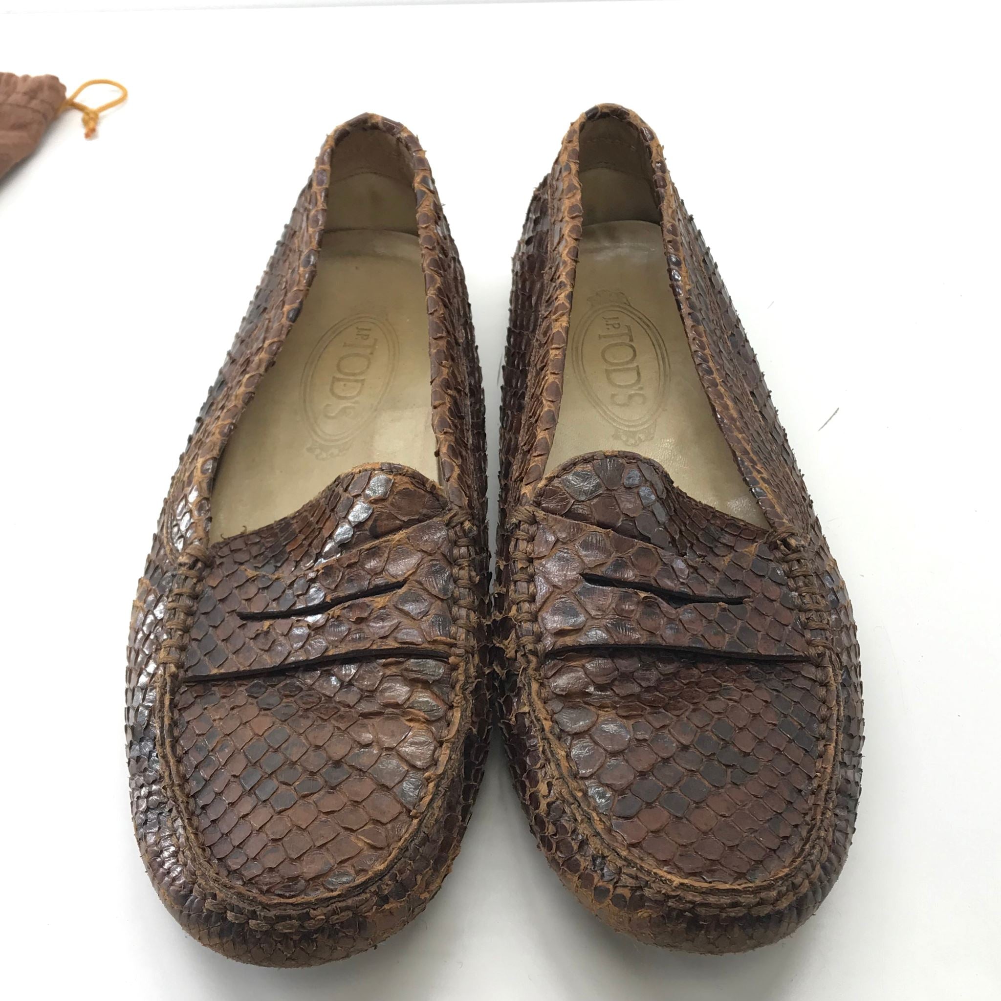 Tod's Men's Gommino Driving Shoes in Snake Skin - Brown EU Size 39.5 US Sz 6