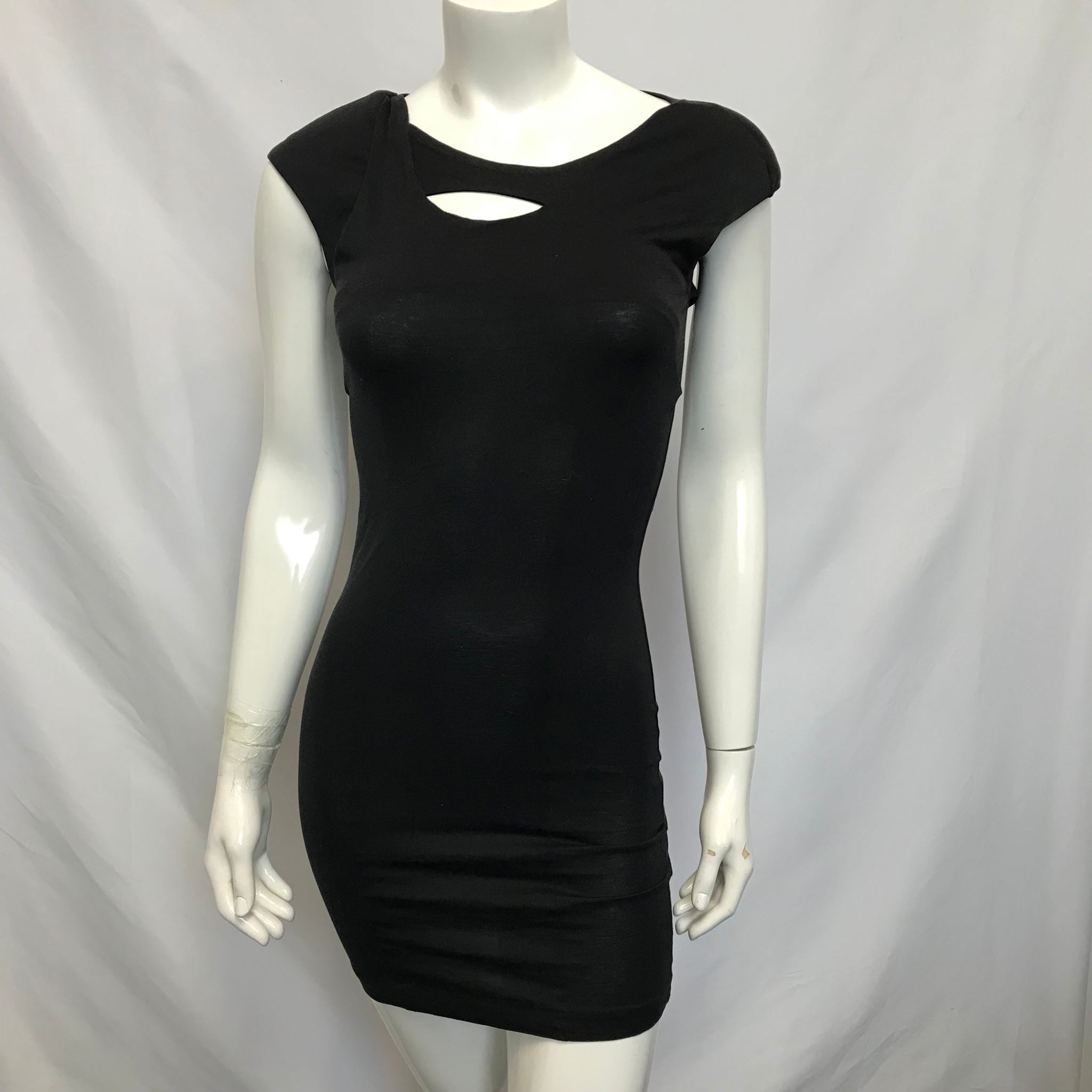 Cos Women's Shoulder Pad Sleeveless Black Dress with Asymmetrical Cutout Sz XS