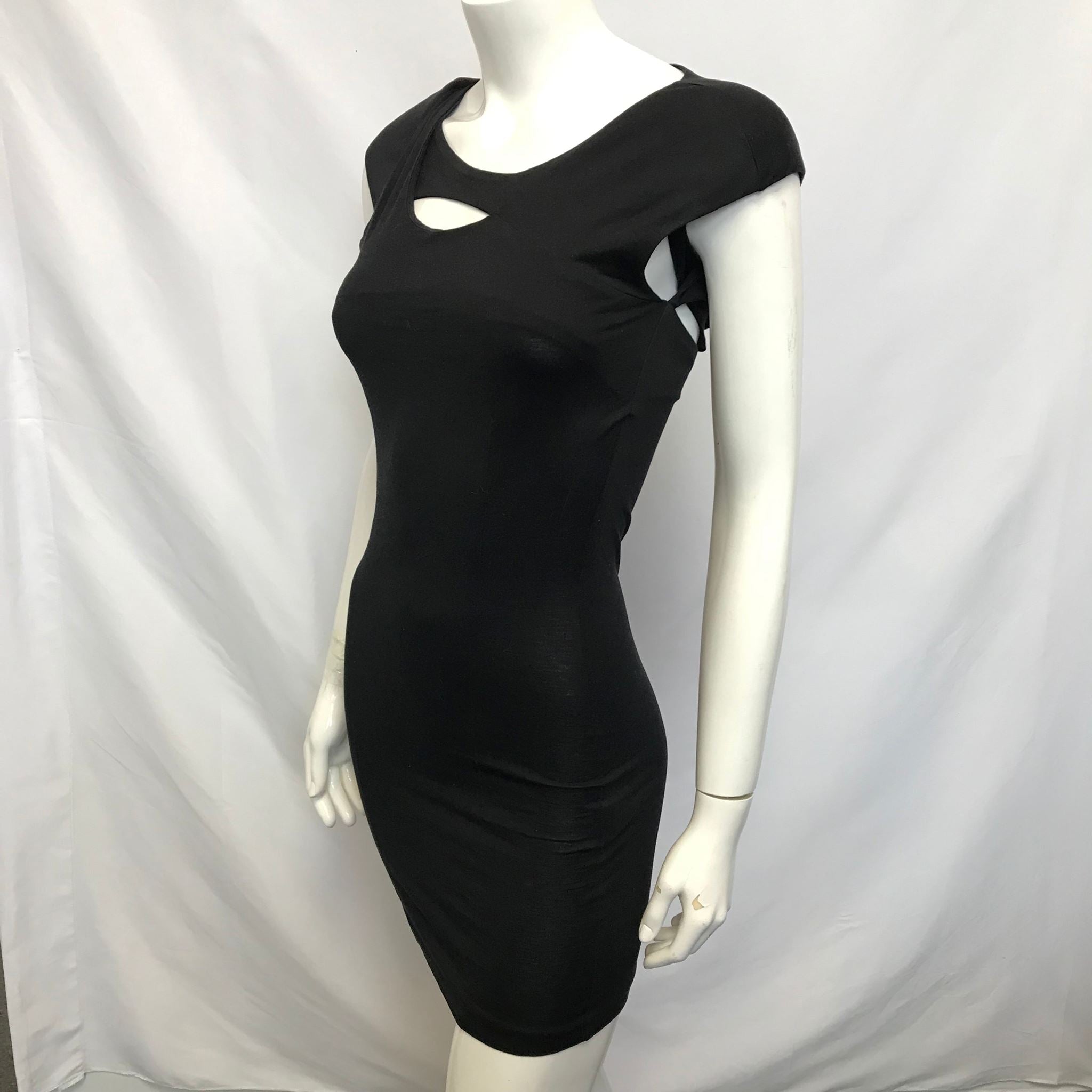Cos Women's Shoulder Pad Sleeveless Black Dress with Asymmetrical Cutout Sz XS
