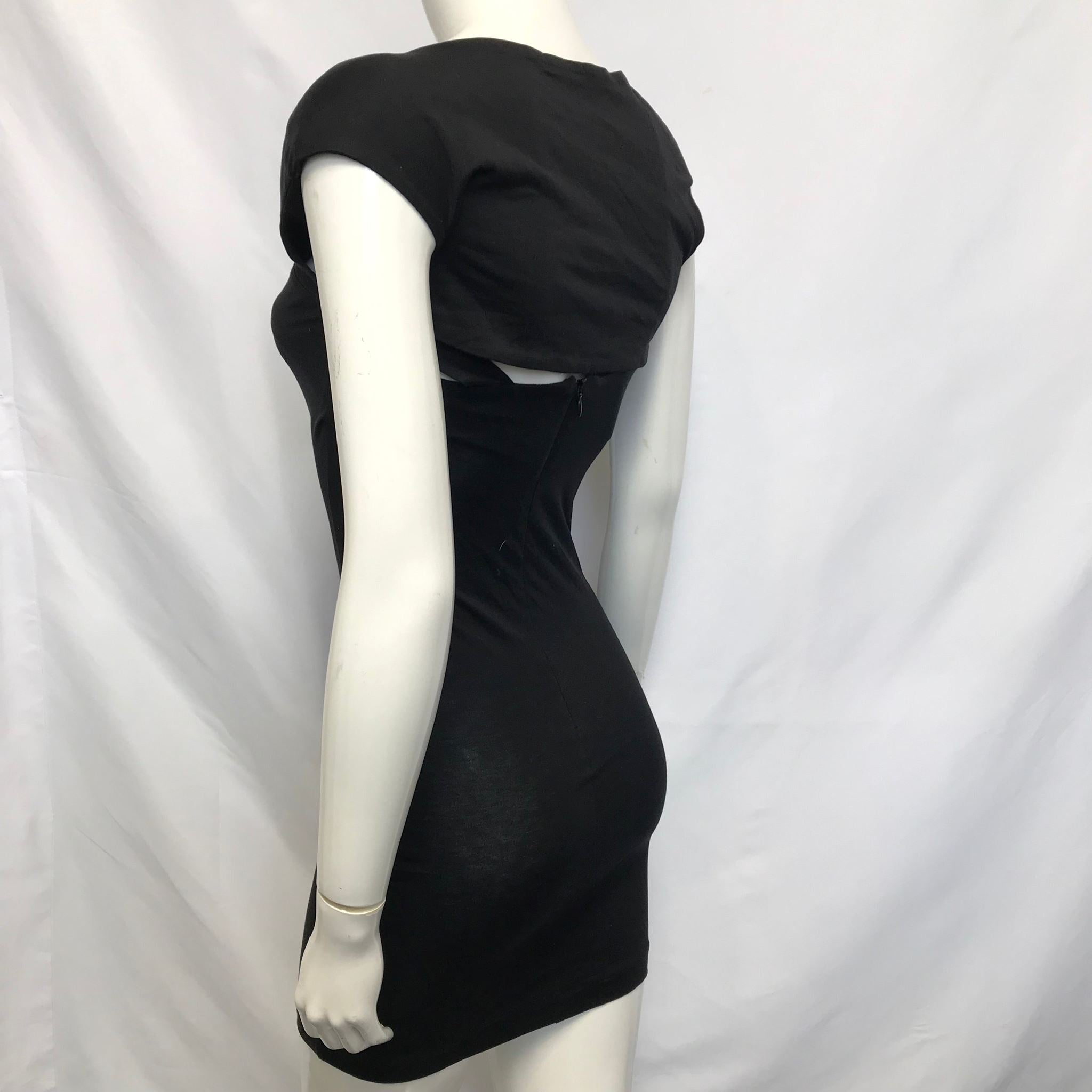 Cos Women's Shoulder Pad Sleeveless Black Dress with Asymmetrical Cutout Sz XS