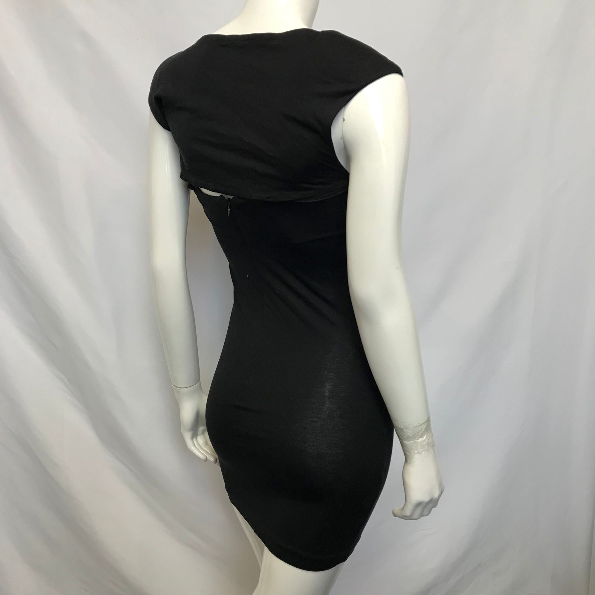Cos Women's Shoulder Pad Sleeveless Black Dress with Asymmetrical Cutout Sz XS