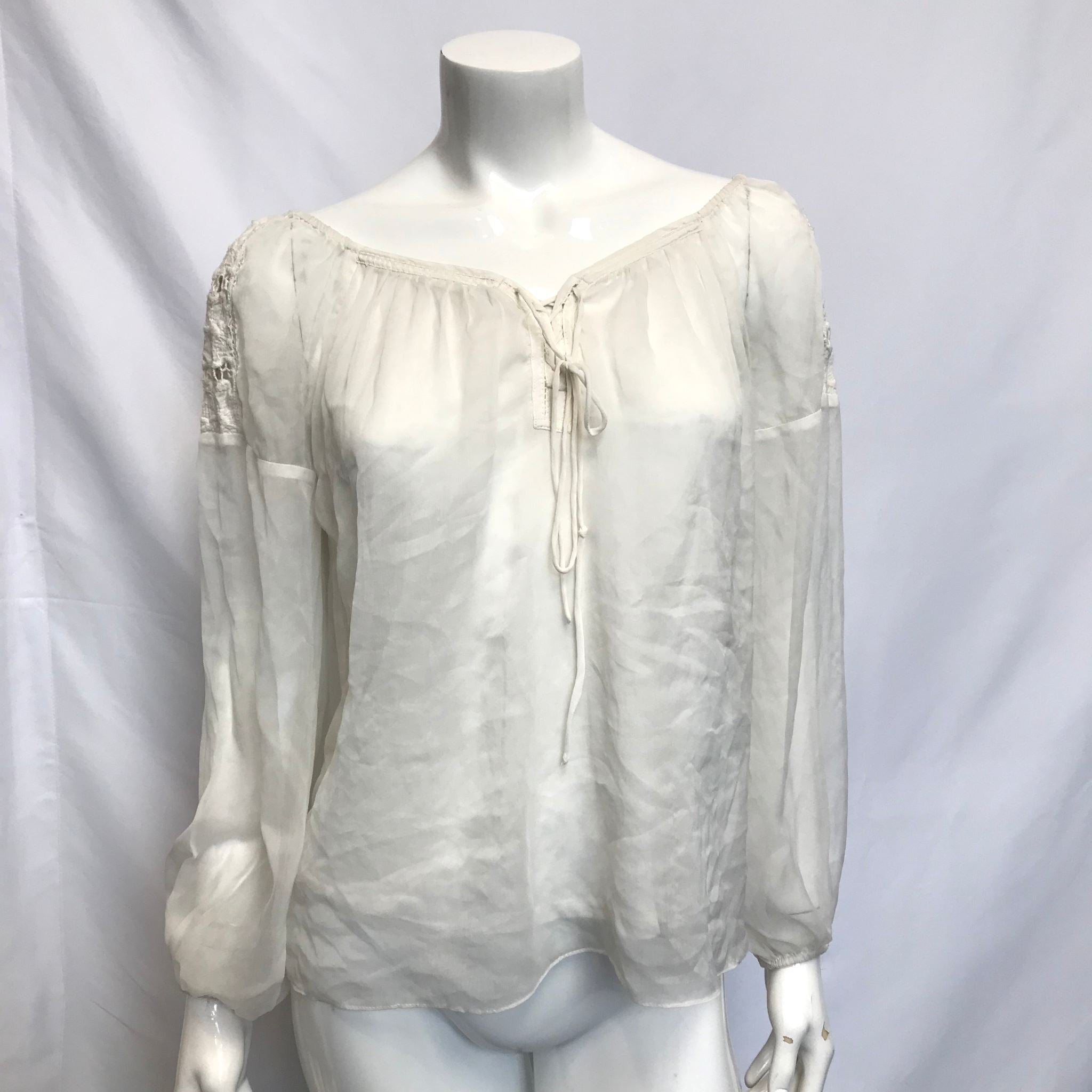 Andrew Charles Women's Off-White Peasant Blouse Sz XS