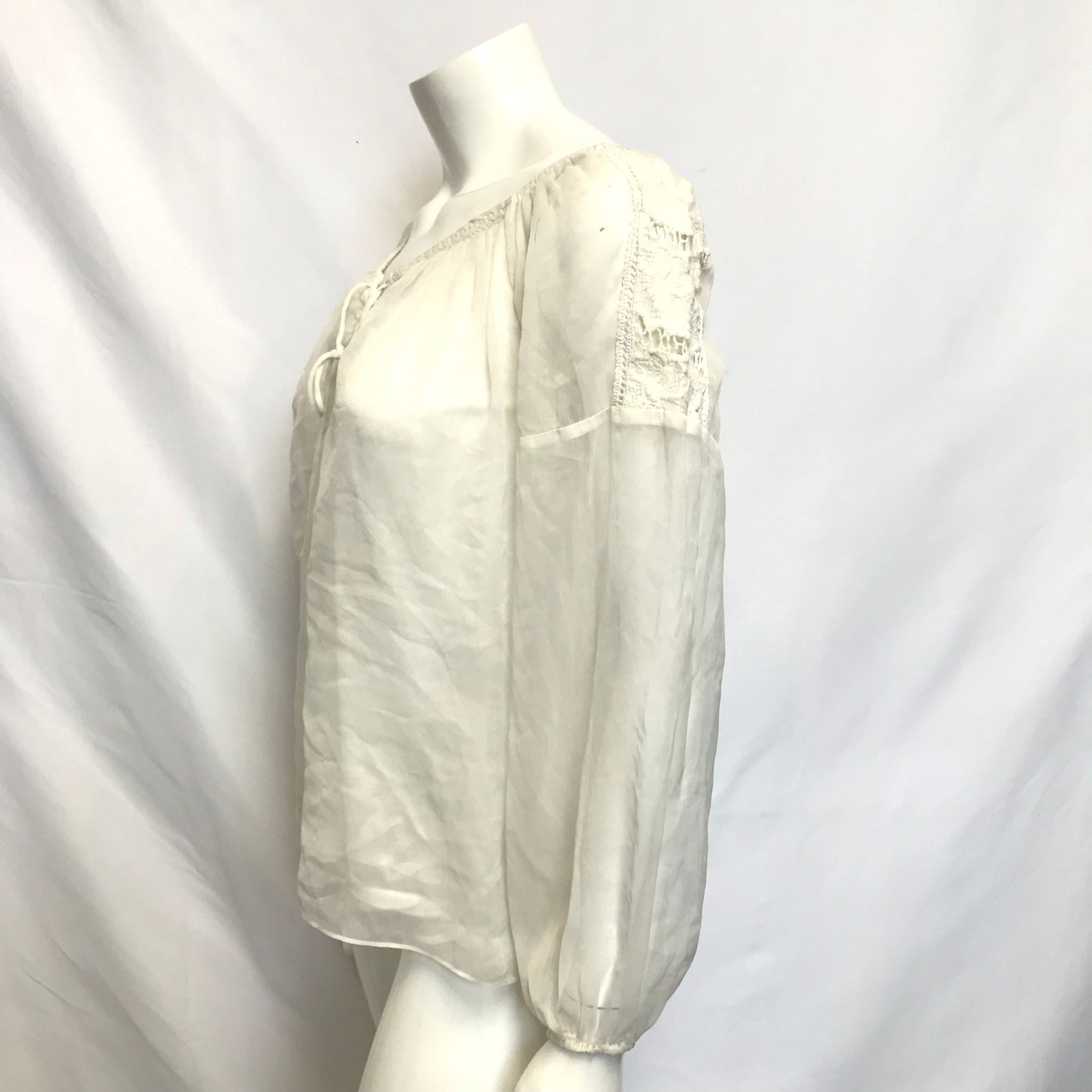 Andrew Charles Women's Off-White Peasant Blouse Sz XS