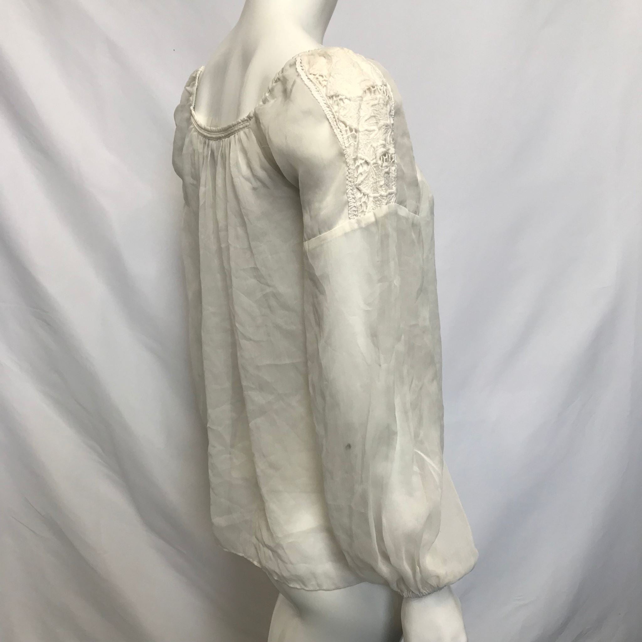 Andrew Charles Women's Off-White Peasant Blouse Sz XS