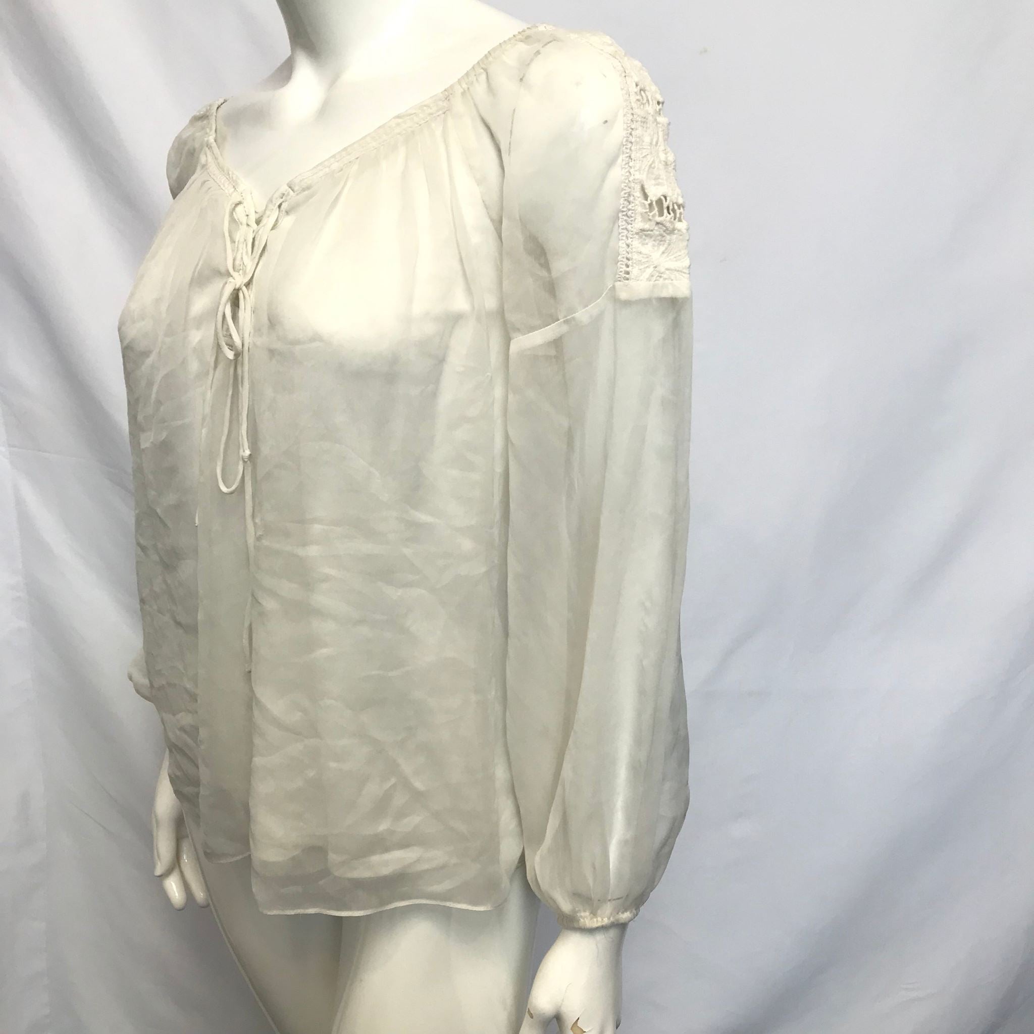 Andrew Charles Women's Off-White Peasant Blouse Sz XS