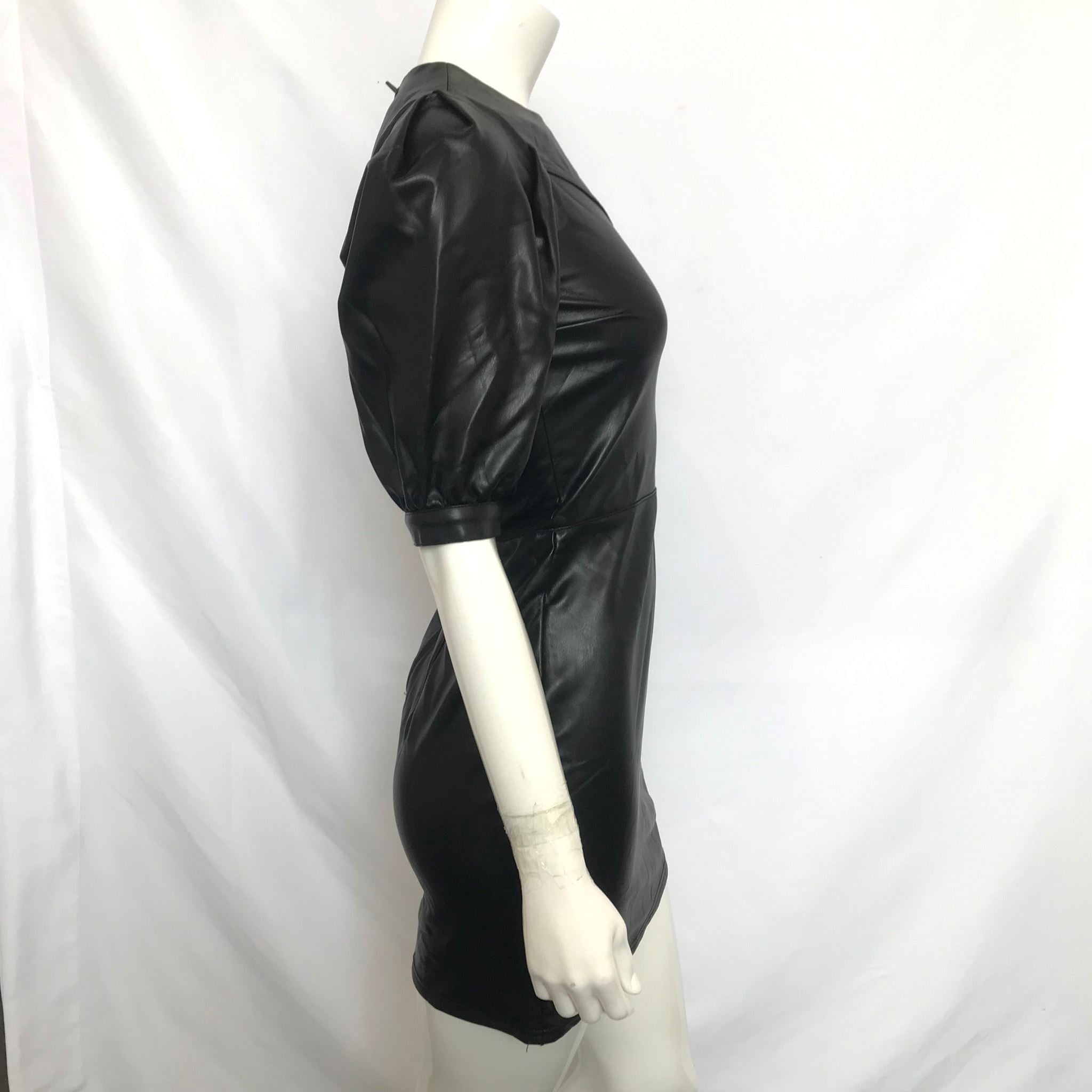 H&M Divided Women's Faux Leather Puff-Sleeve Dress Sz XS