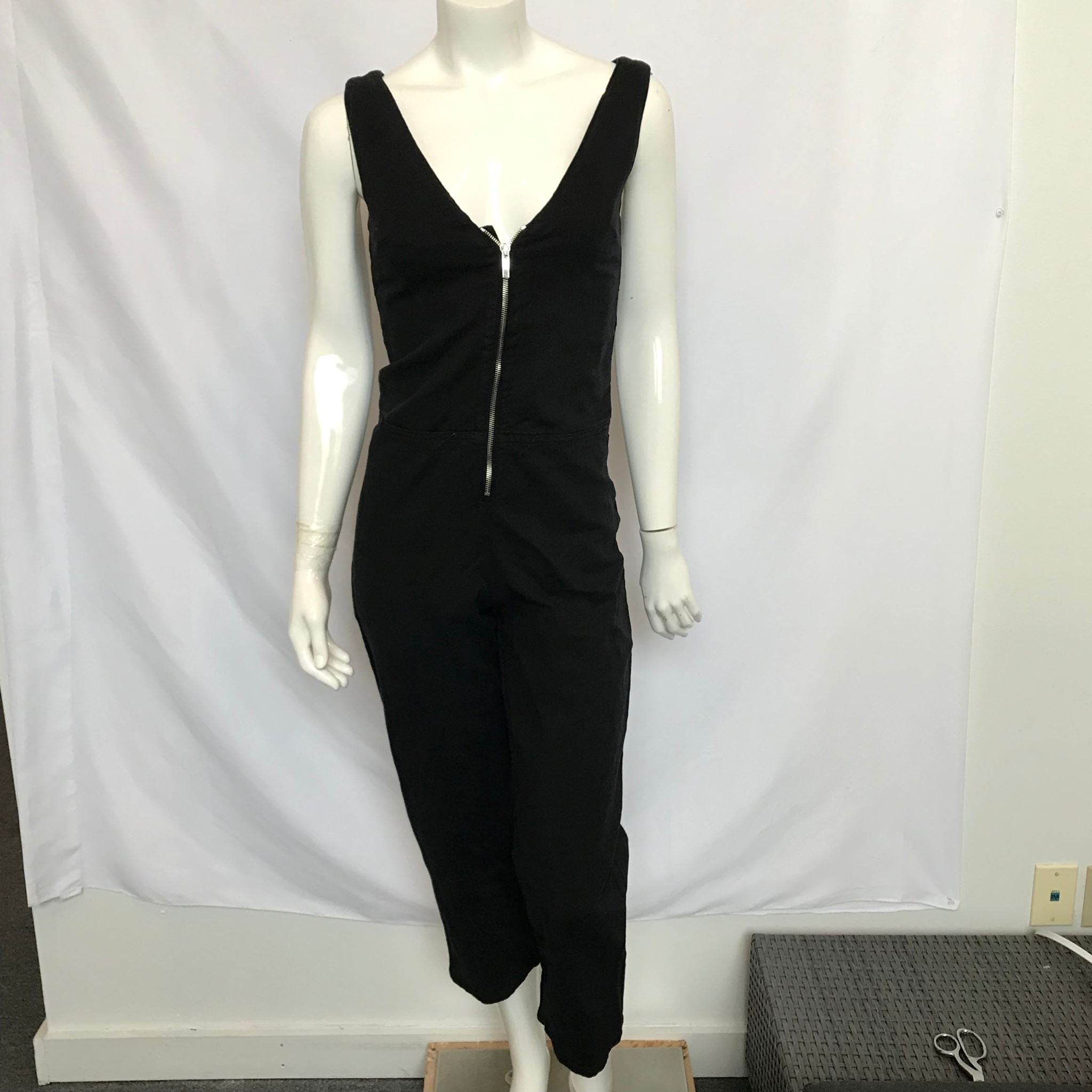 Zara TRF Collection Women's Denim Zip Up Jumpsuit Black Sz XS