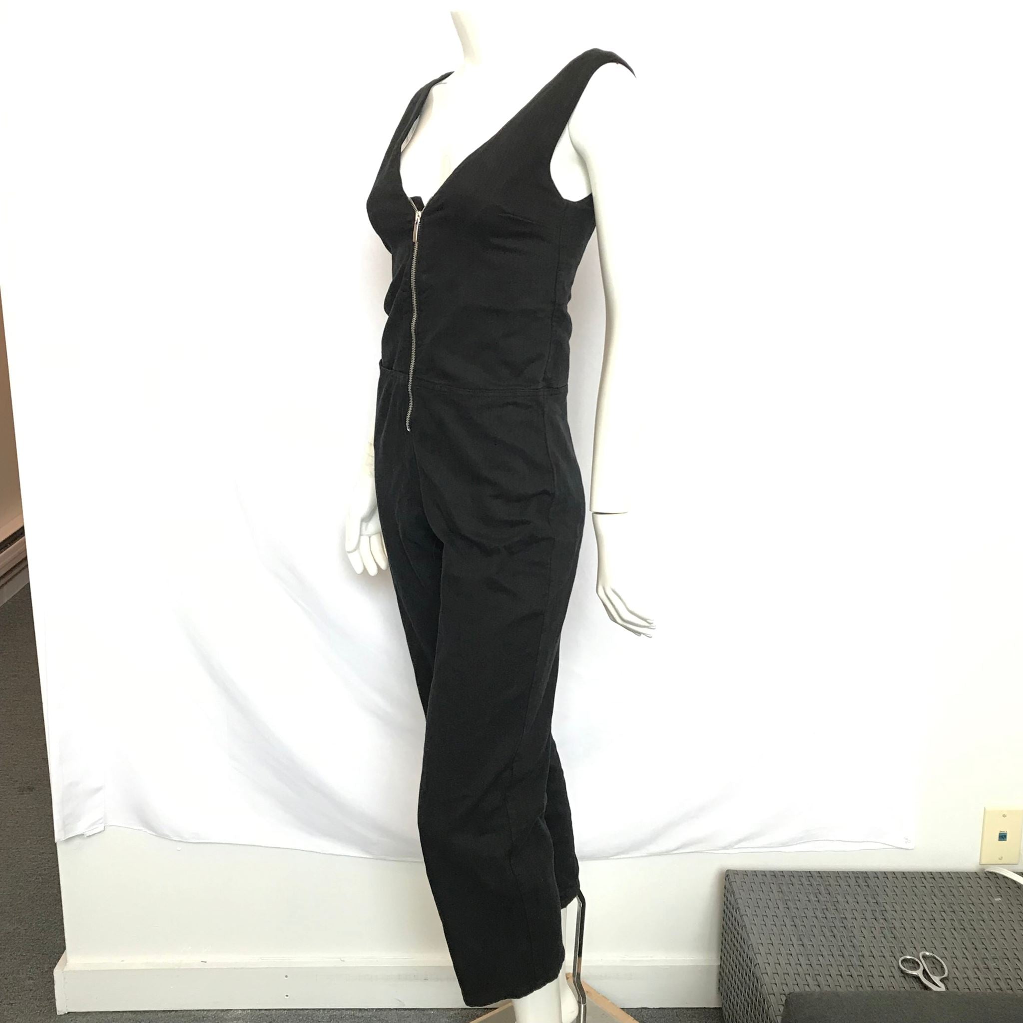 Zara TRF Collection Women's Denim Zip Up Jumpsuit Black Sz XS