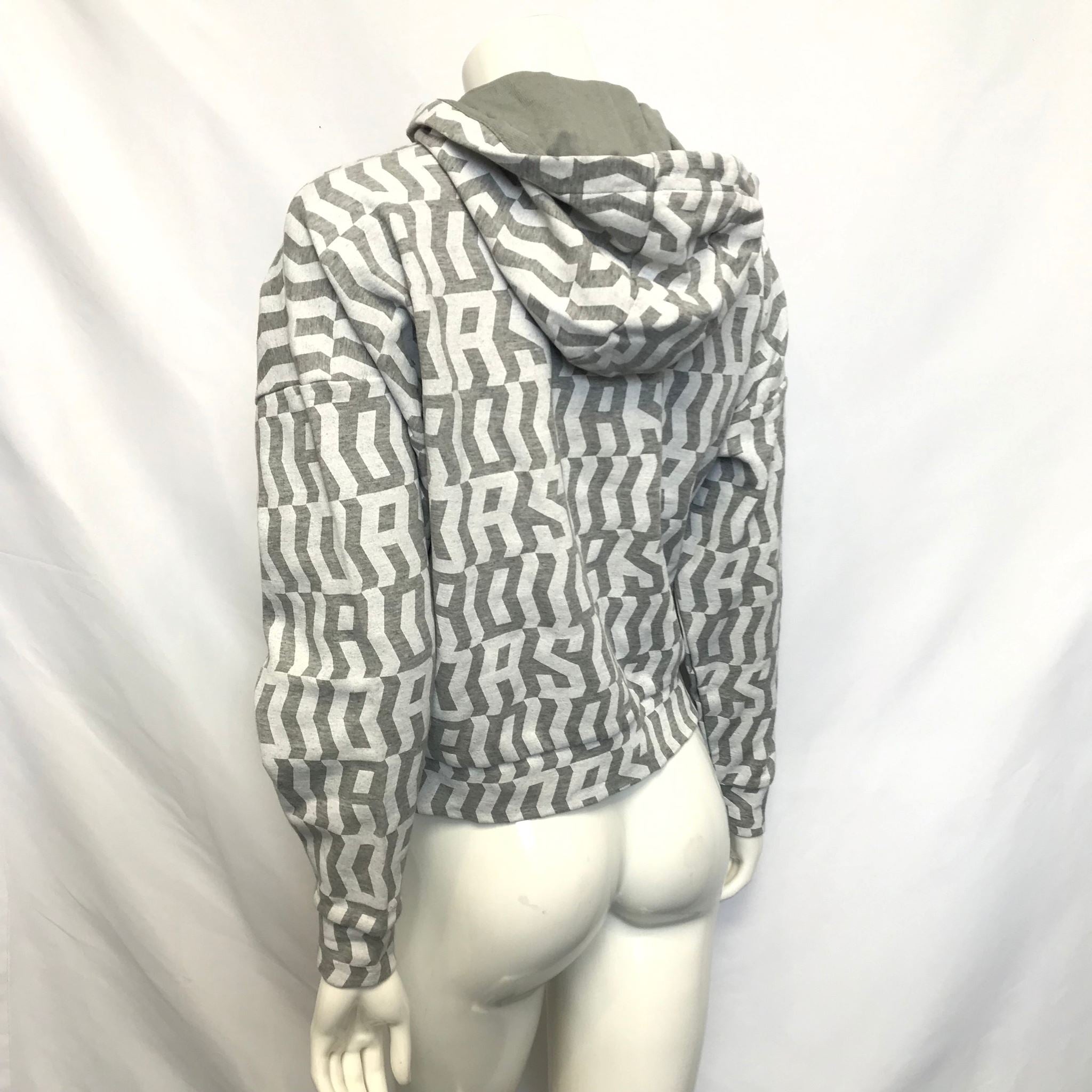 Adidas Women's Allover Print Hoodie Gray Print Sz S