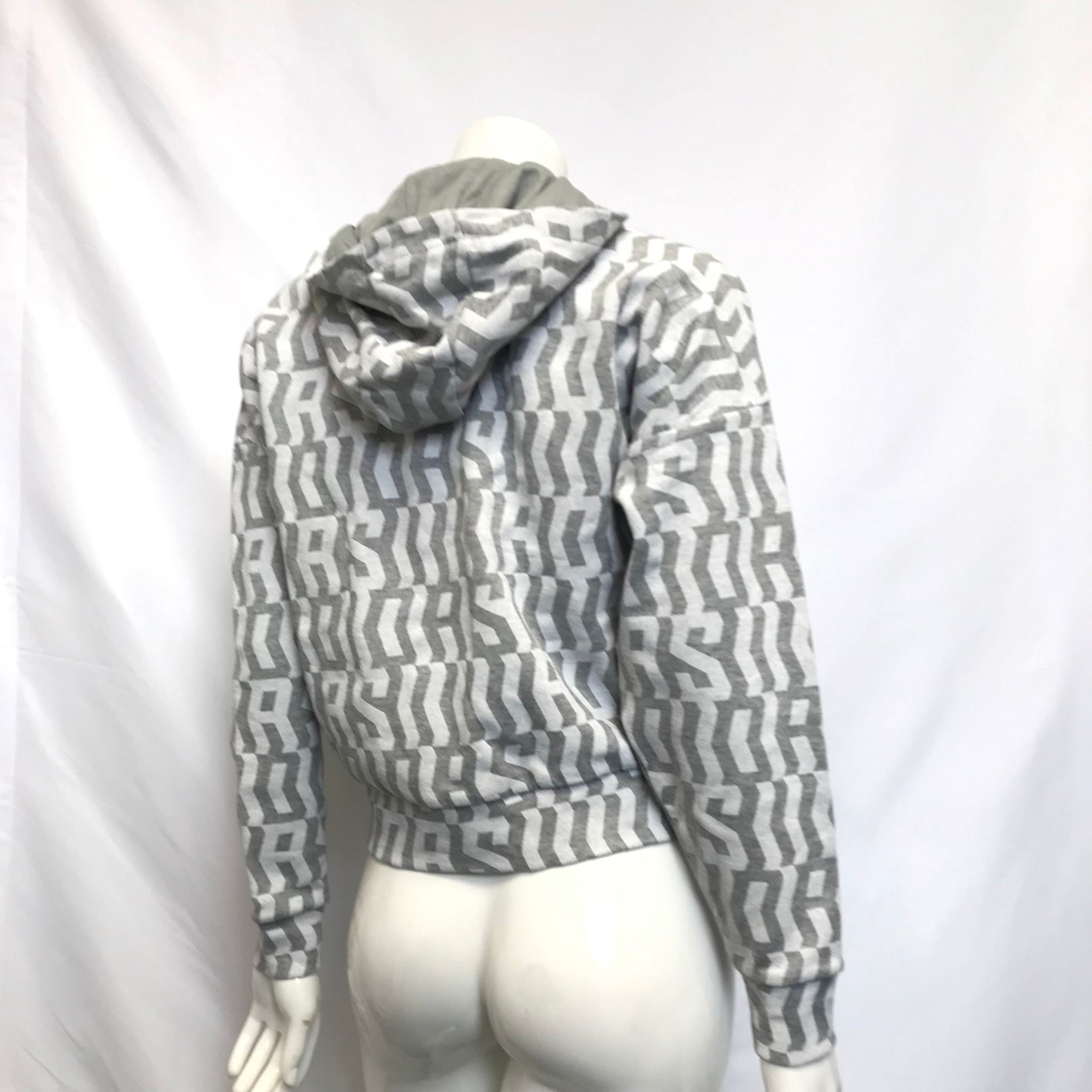 Adidas Women's Allover Print Hoodie Gray Print Sz S