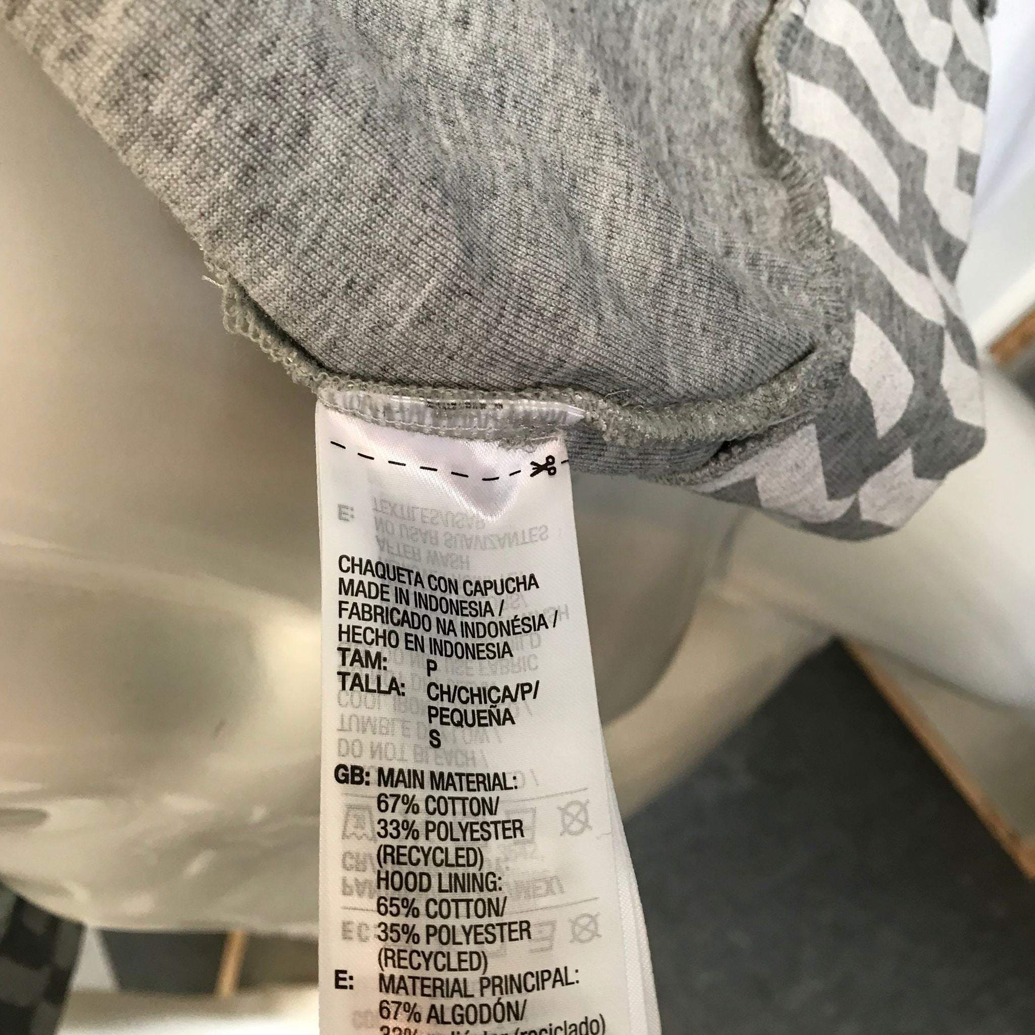 Adidas Women's Allover Print Hoodie Gray Print Sz S