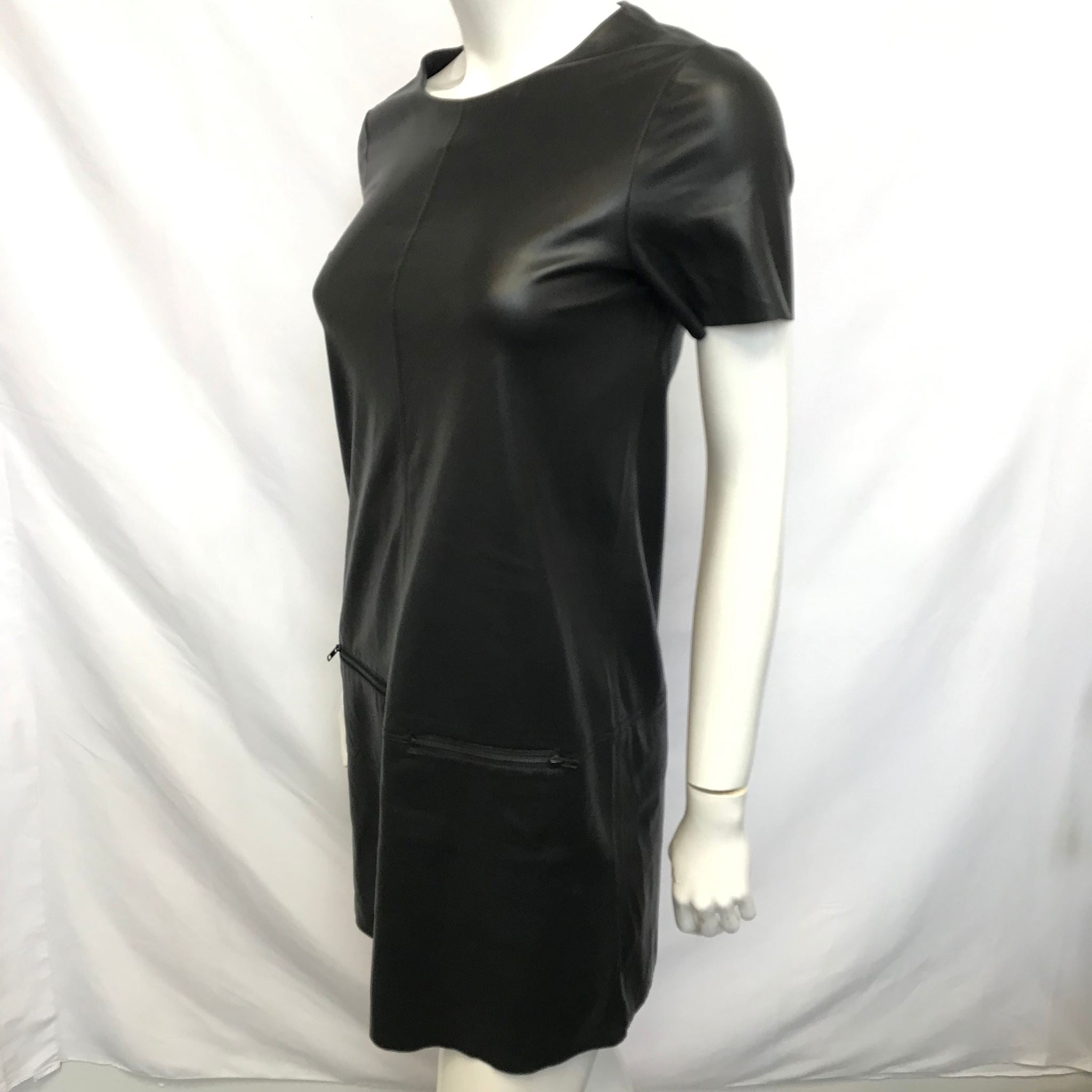 Reitmans Women's Faux Leather Black Sheath Dress Sz XXS