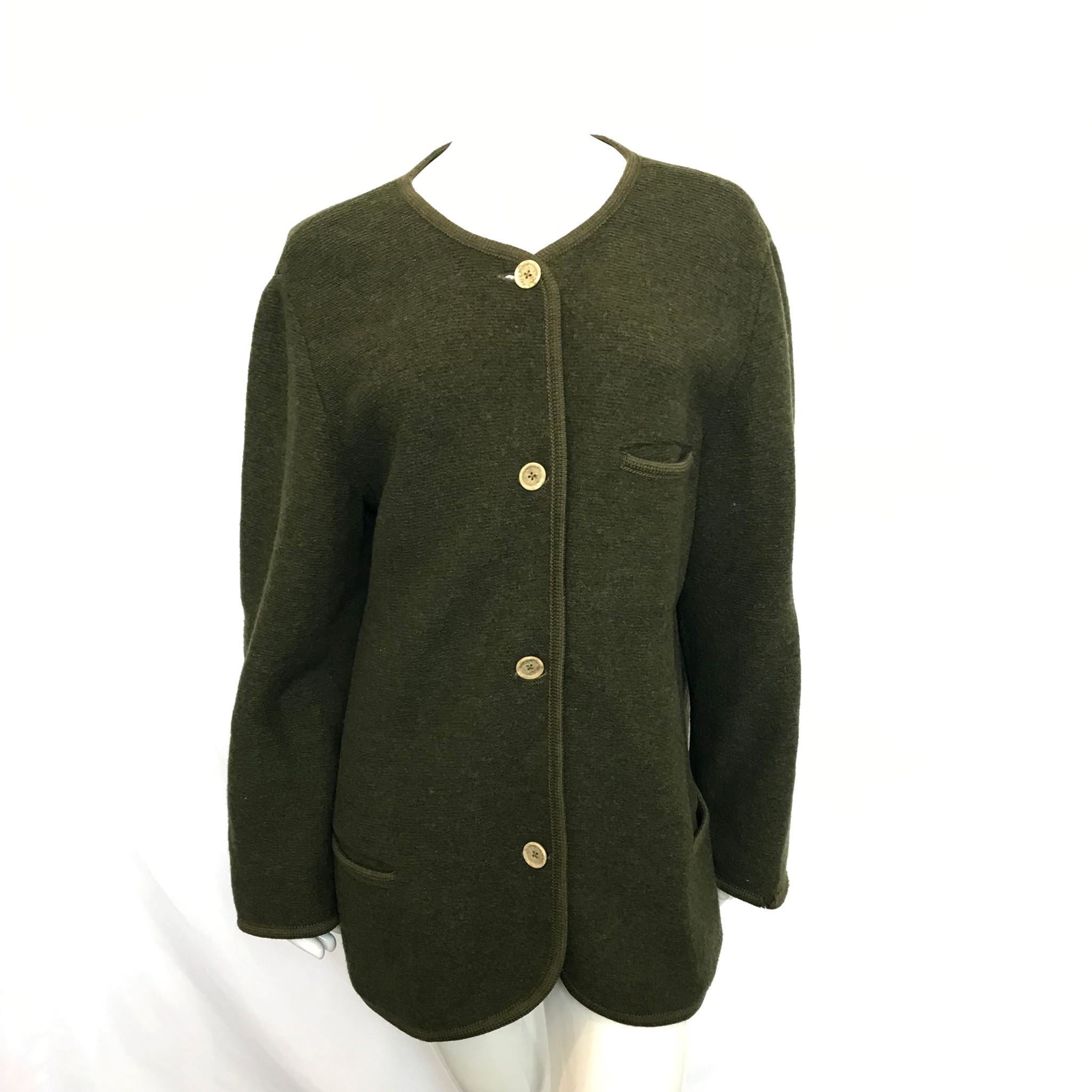 Sonnwend Exklusiv Women's Green Pure Wool Cardigan Sz L