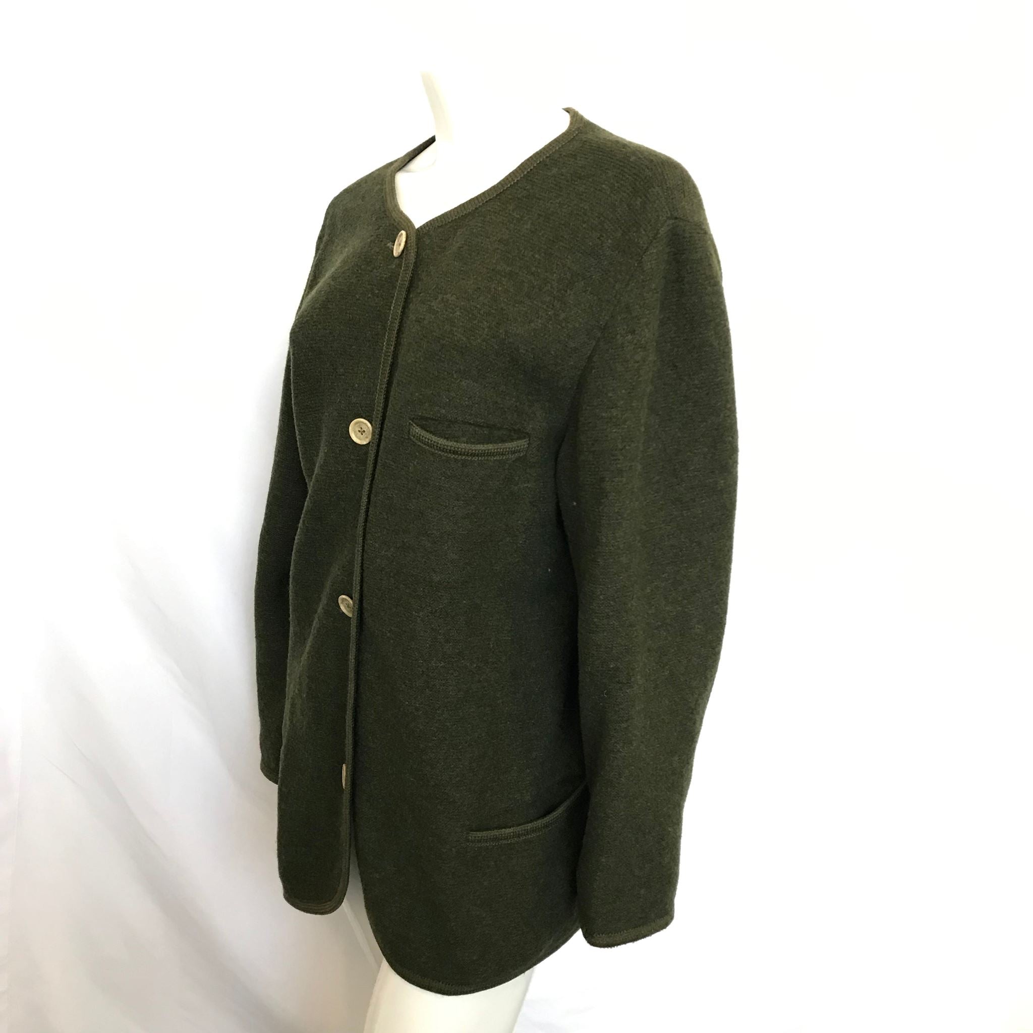Sonnwend Exklusiv Women's Green Pure Wool Cardigan Sz L