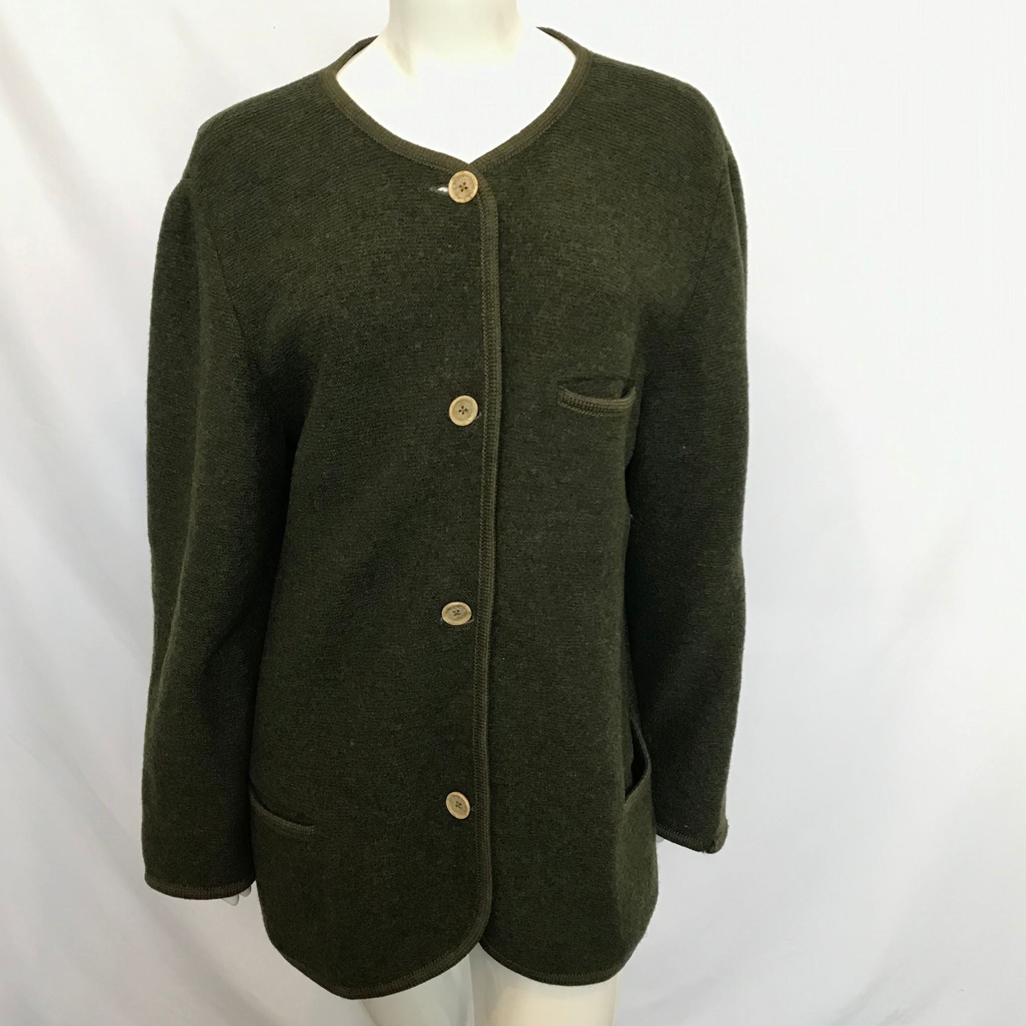 Sonnwend Exklusiv Women's Green Pure Wool Cardigan Sz L