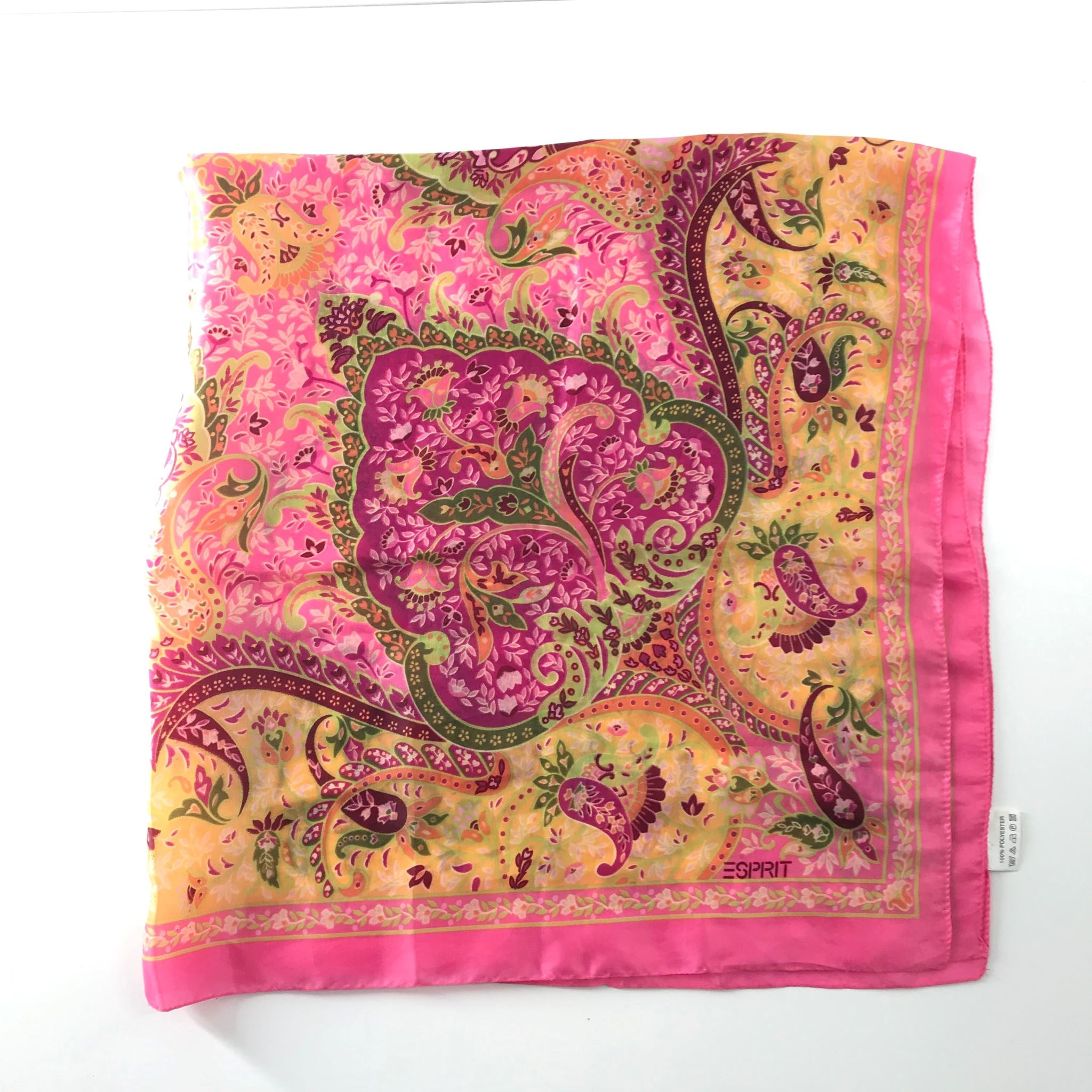 Esprit Tribe Paisley Print Polyester Shawl Scarf Pink 34"x34"