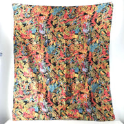 Tropical Nature Floral Multicolour Polyester Shawl Black Scarf 38" x 38"