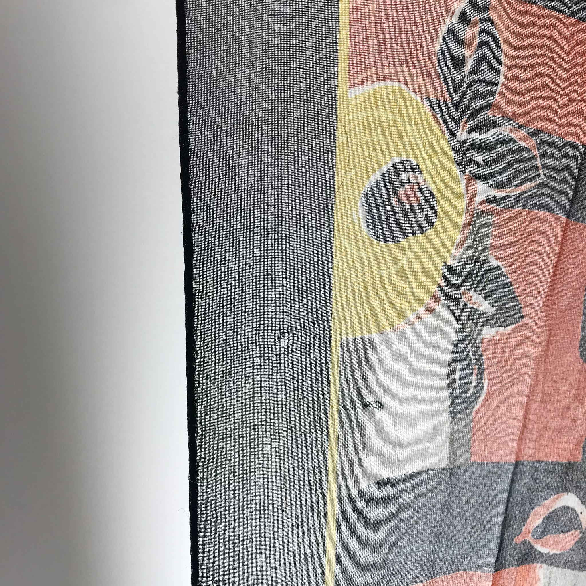 Sheer Paint Print Polyester Shawl Scarf Orange Yellow 34.5" x 34.5"