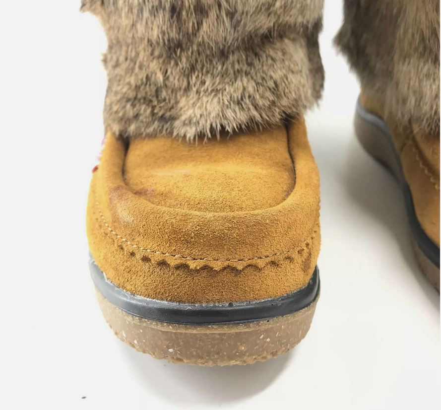 Softmoc Women's Winter Niska Mukluks Boots Brown Suede Rabbit Fur Moccasins Sz 7