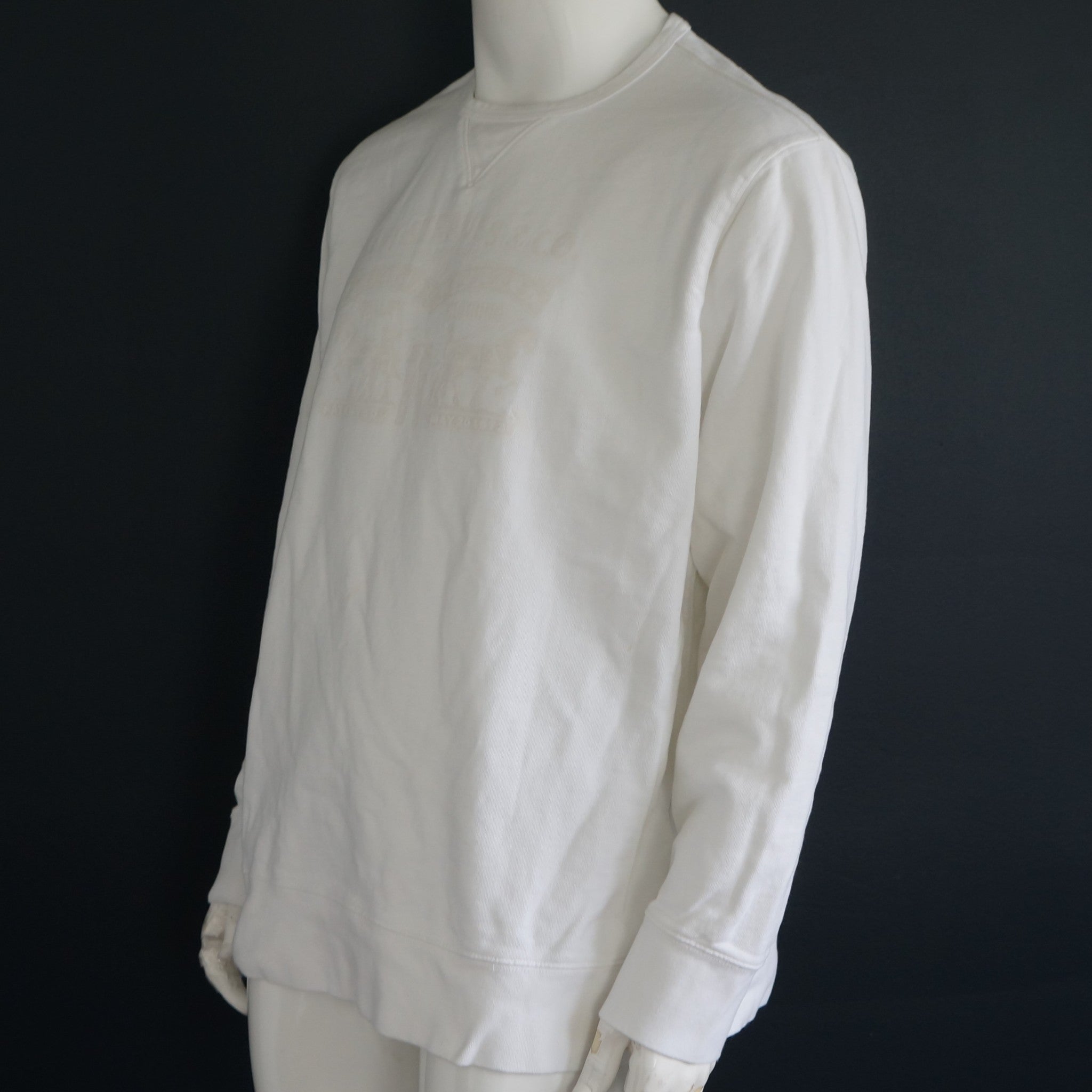 Levi's White On White Print Pullover Men's Crew Sweater Sz XXL