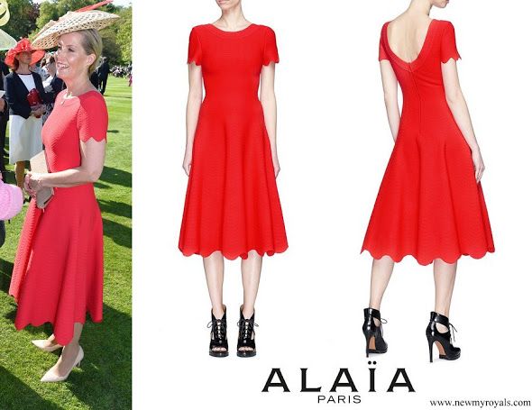 $3k Alaïa Ondes Jersey Scalloped Midi Dress Wave Stripe Low Back Red US 10