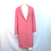 Sandro Women's Wool Cotton Blend Single Breasted Coat Rose Pink Size 10