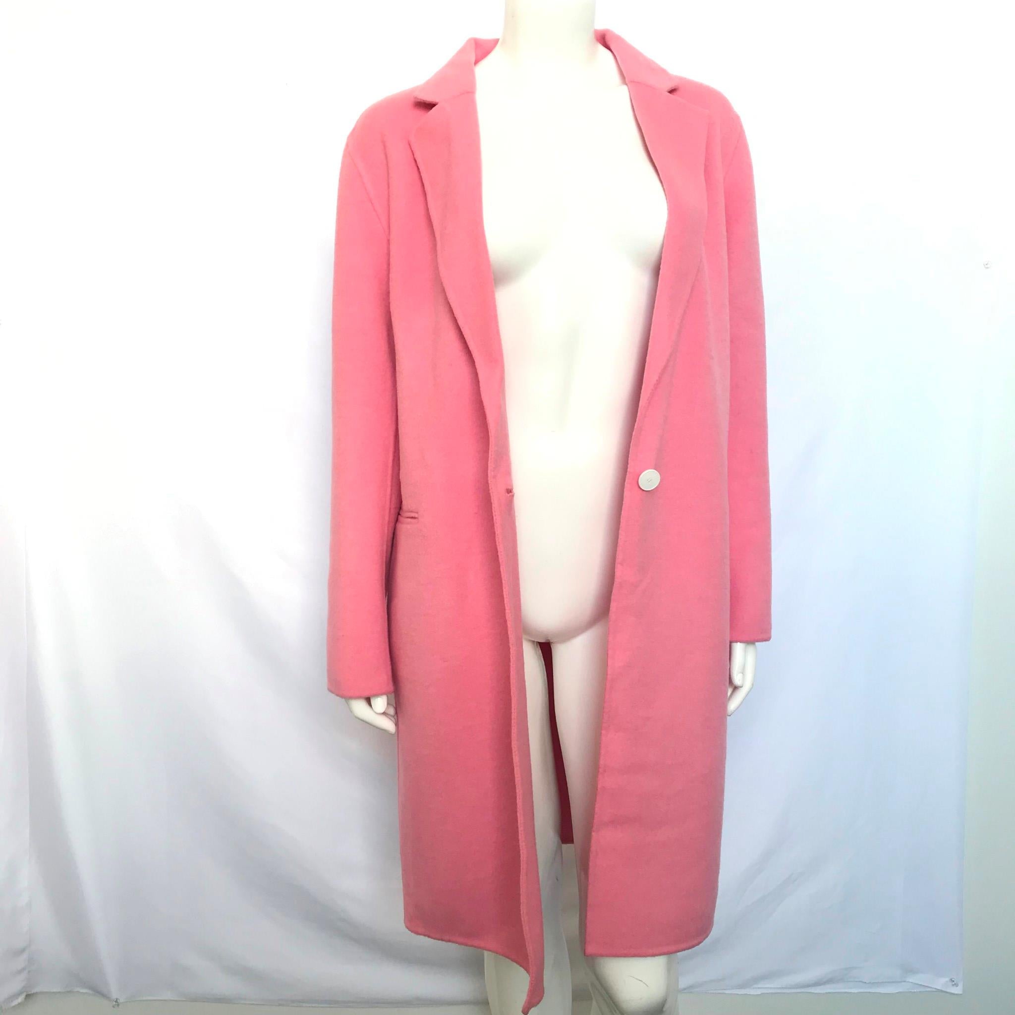Sandro Women's Wool Cotton Blend Single Breasted Coat Rose Pink Size 10