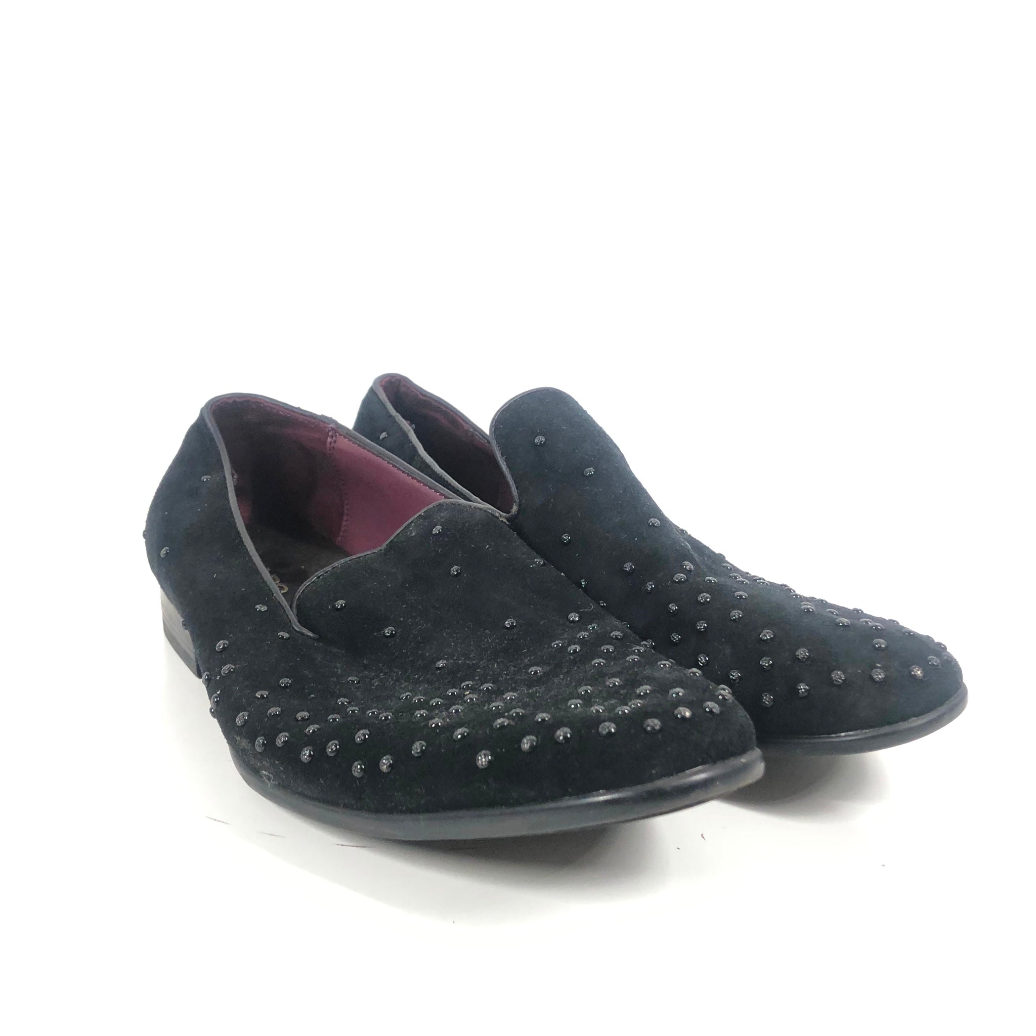 Aldo Men's Beaded Studded Black Suede Loafers US 10