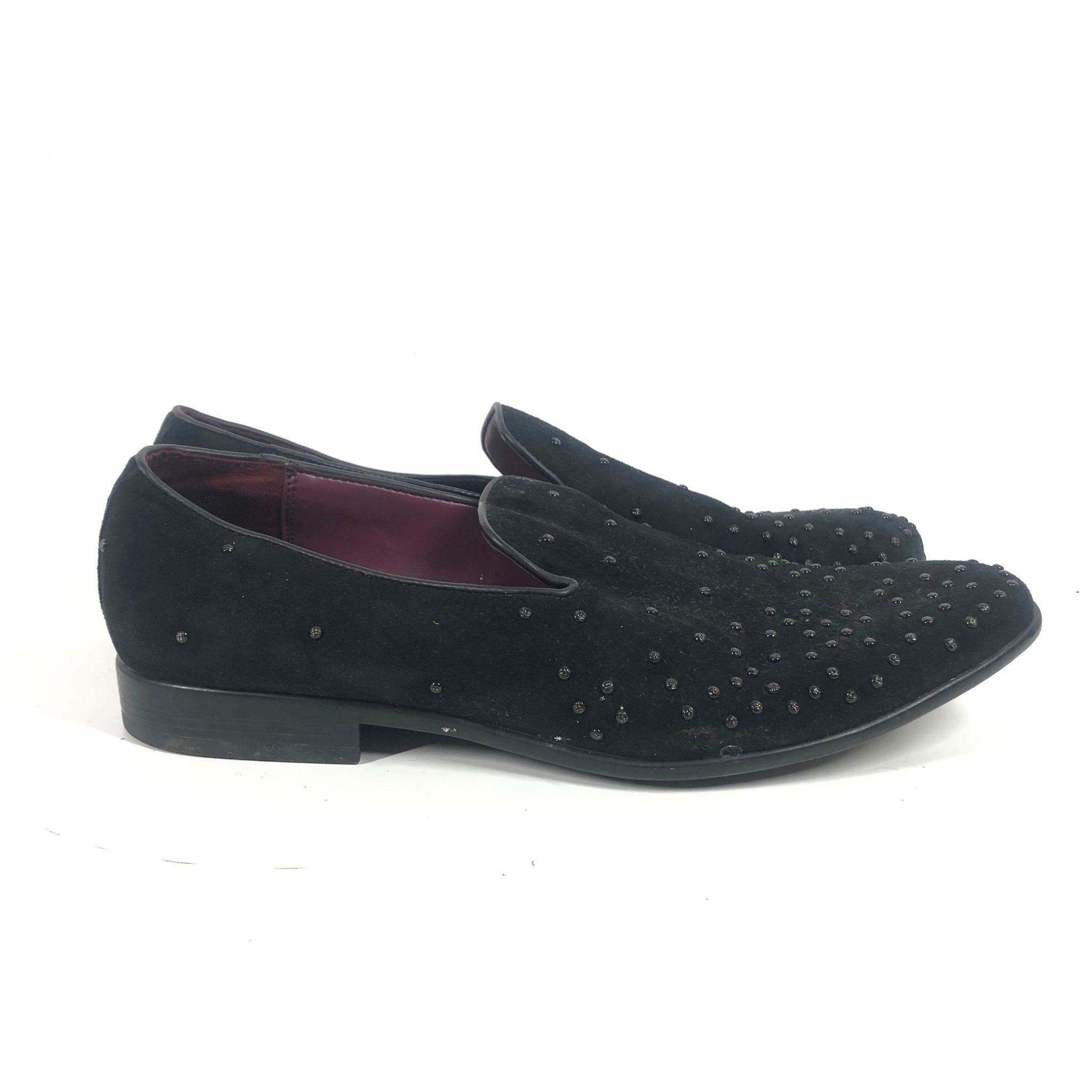 Aldo Men's Beaded Studded Black Suede Loafers US 10