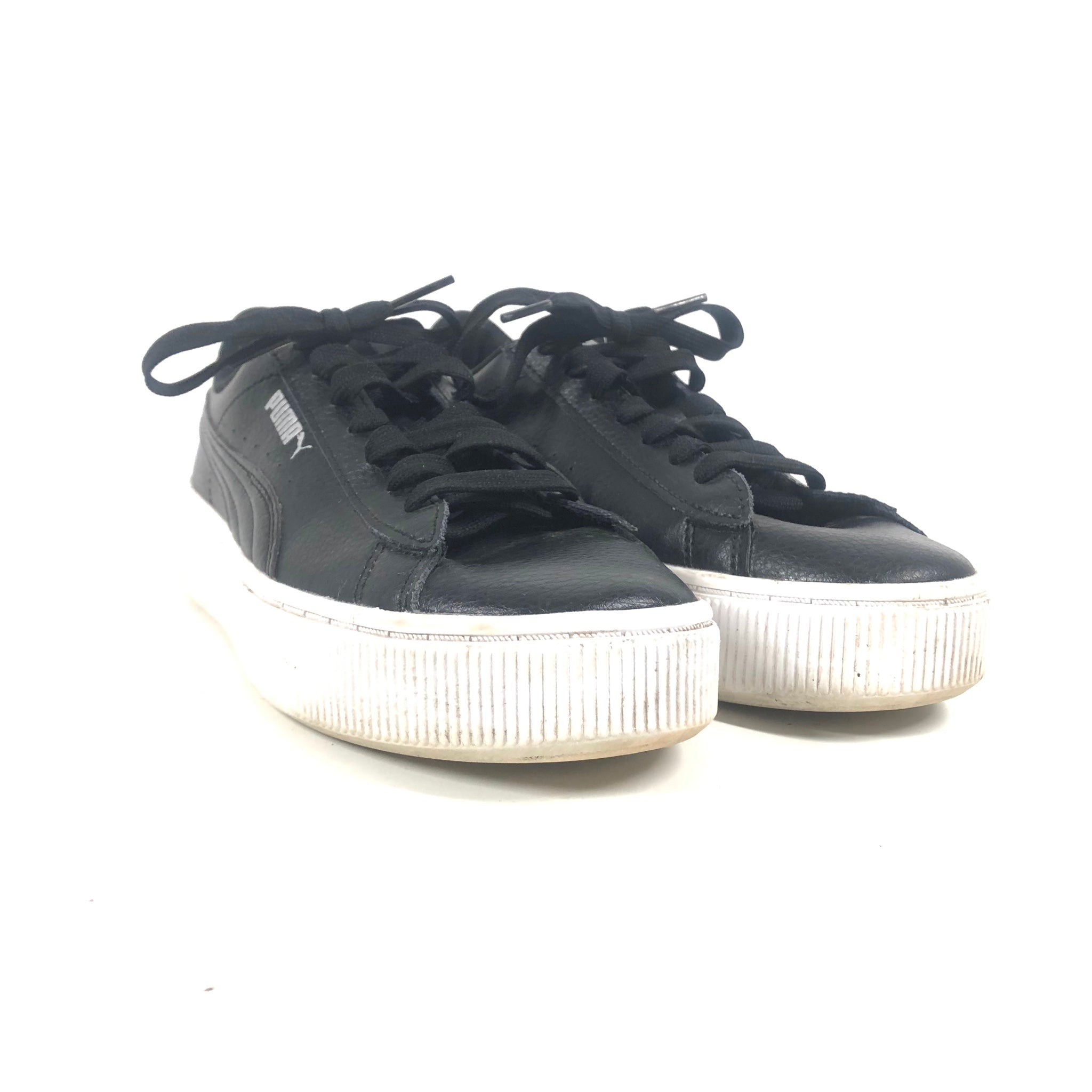 PUMA Vikky Stacked Leather Sneakers Women's Shoes Sz 7 Black 369143-01