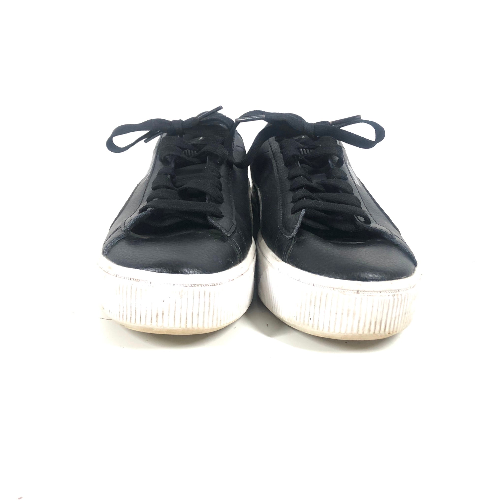 PUMA Vikky Stacked Leather Sneakers Women's Shoes Sz 7 Black 369143-01