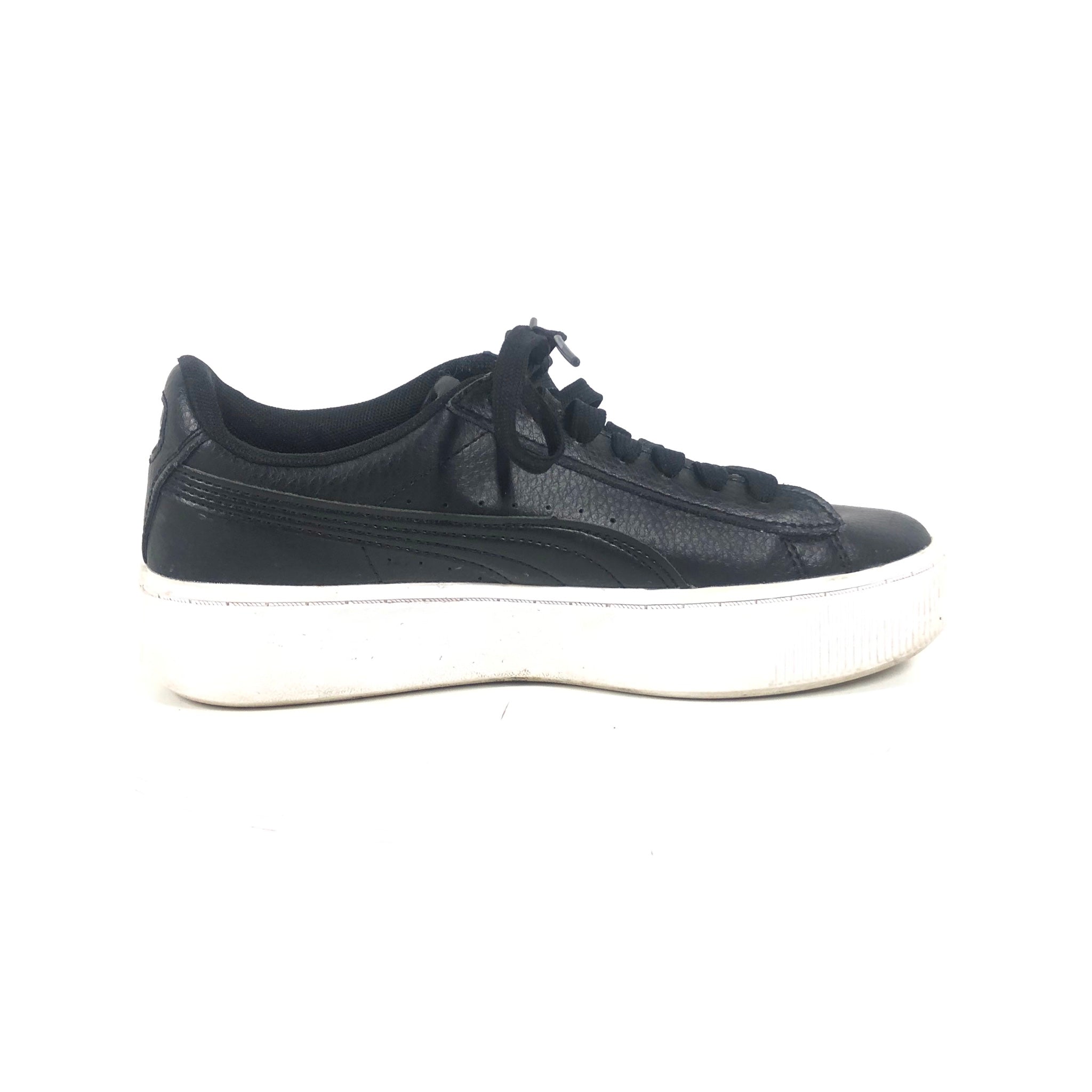 PUMA Vikky Stacked Leather Sneakers Women's Shoes Sz 7 Black 369143-01