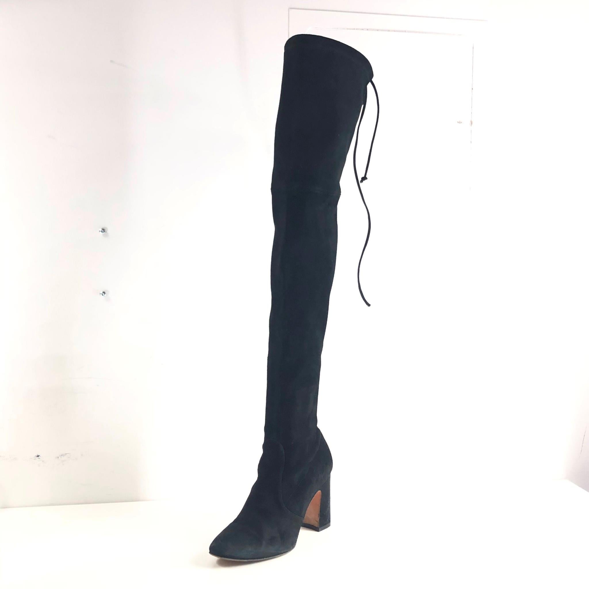 Stuart Weitzman Kirstie 90 Over the Knee Boots Black Suede Sz 7
