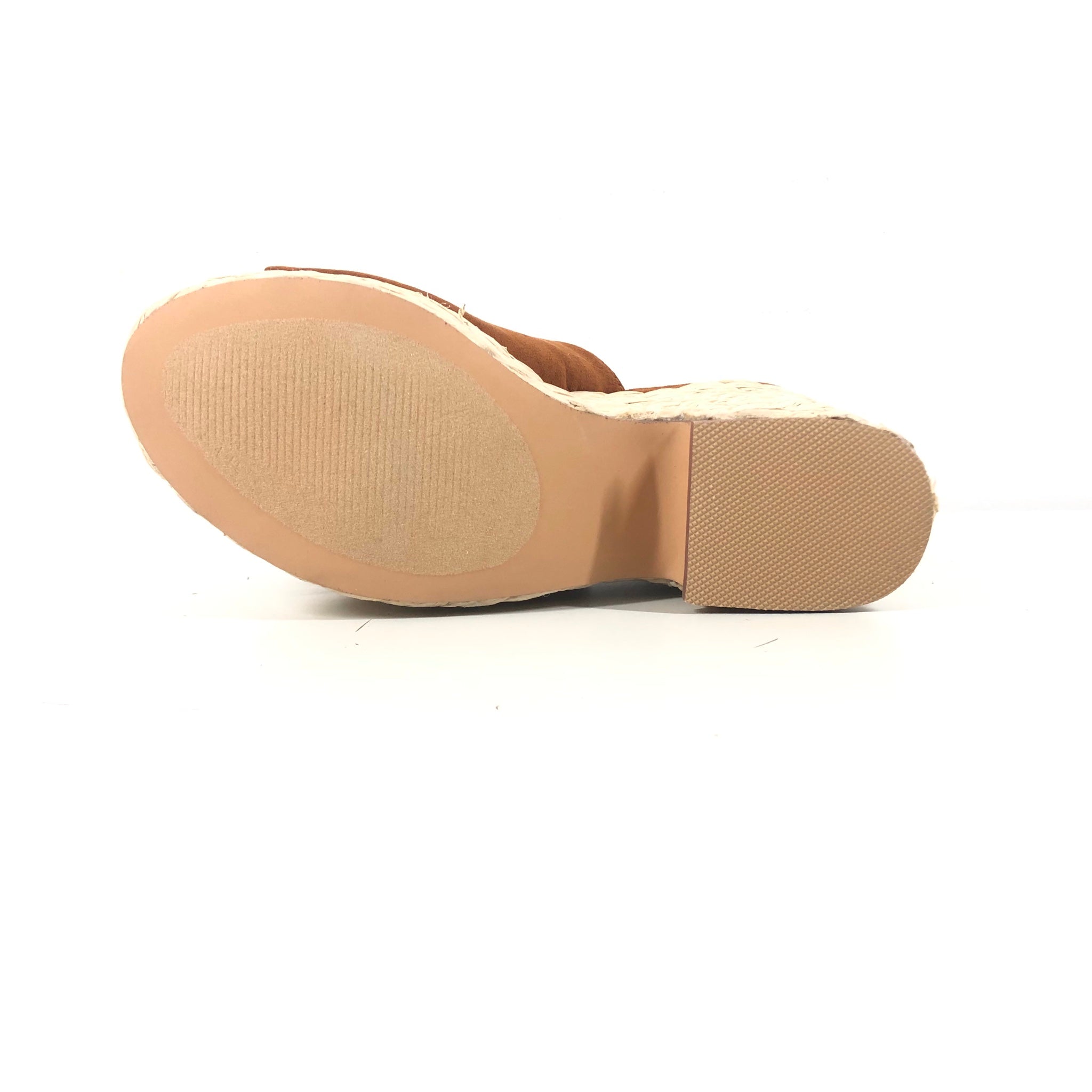Liliana Open Toe Wedge Sandals Faux Suede Brown US Sz7