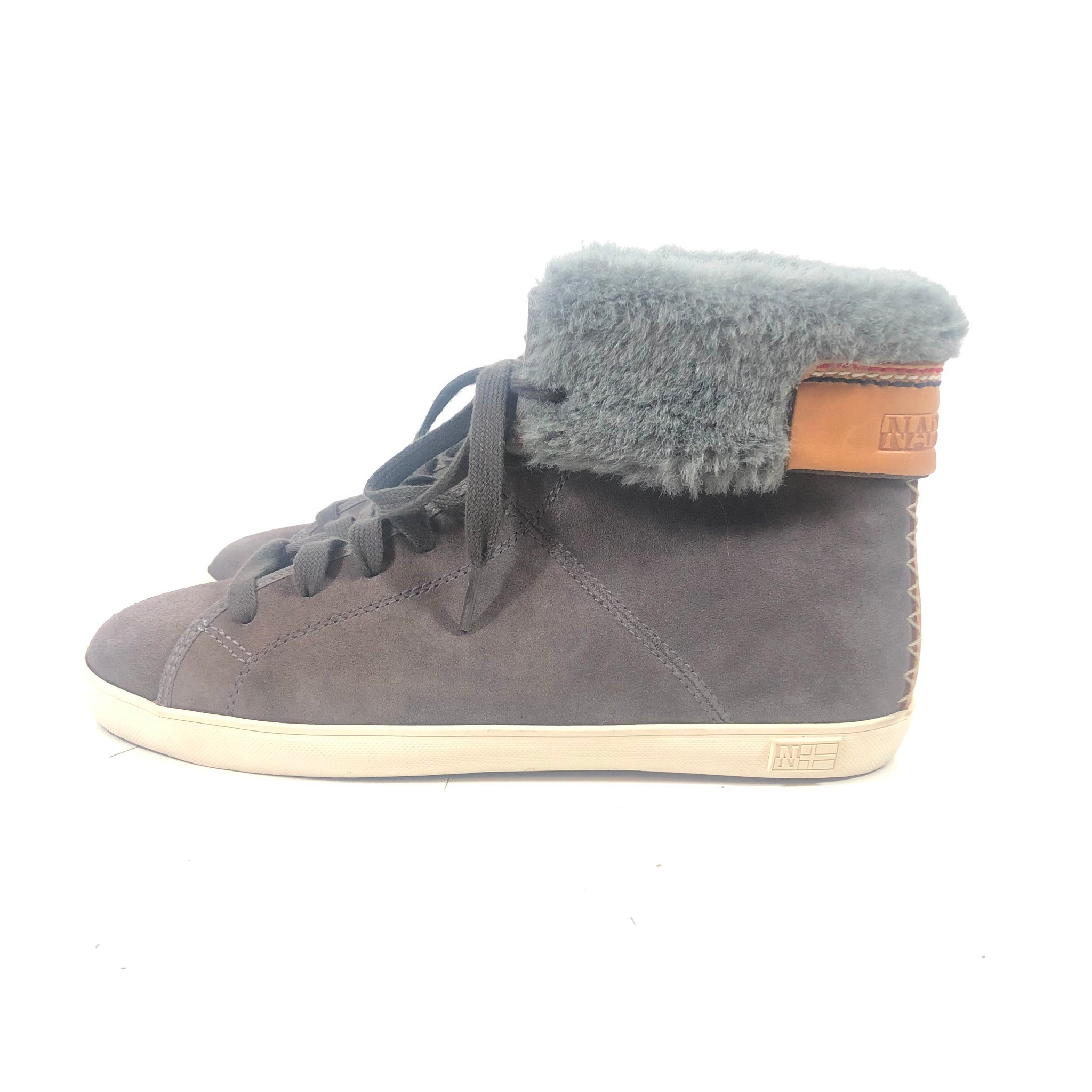 Napapijri Asta Women's Fur Lined Suede Sneakers Gray Sz 9.5/41