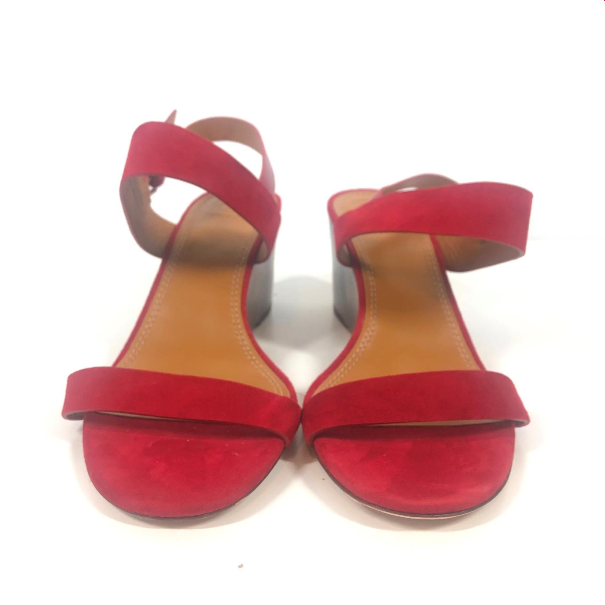 Tory Burch Benton Suede Wedge Sandals Heels Red Sz 8.5