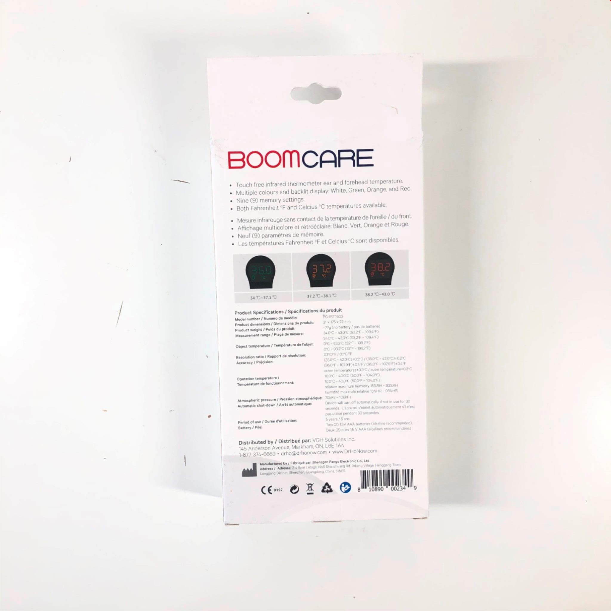 BoomCare 3-in-1 Touchless Ear Forehead Infrared Thermometer